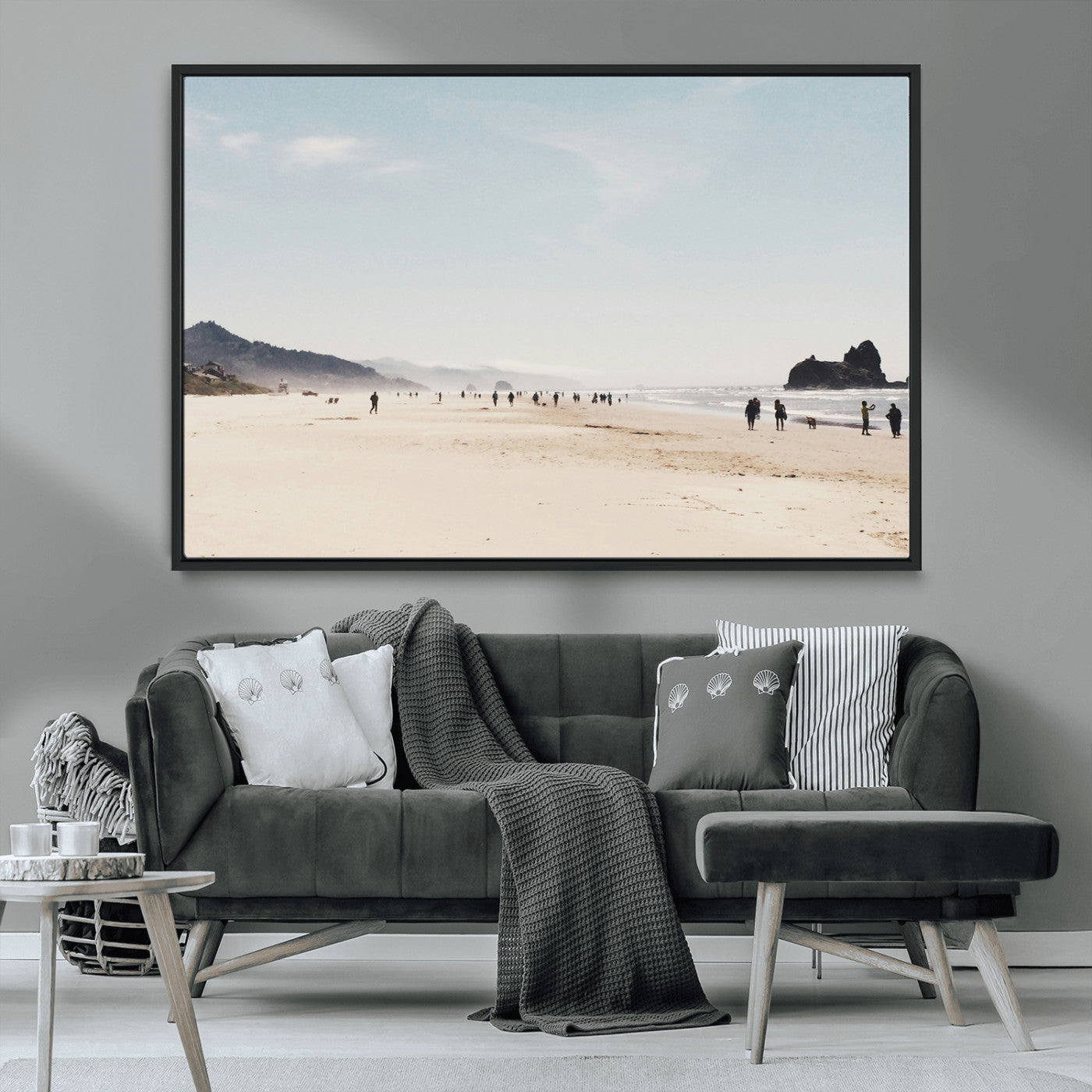 28307820-MGV-CV-36X24-Minimalist Beach Wall Art Canvas Print, Framed Coastal Serenity Art Picture Print, Soft Sand Perfect Modern Coastal Decor Artwork