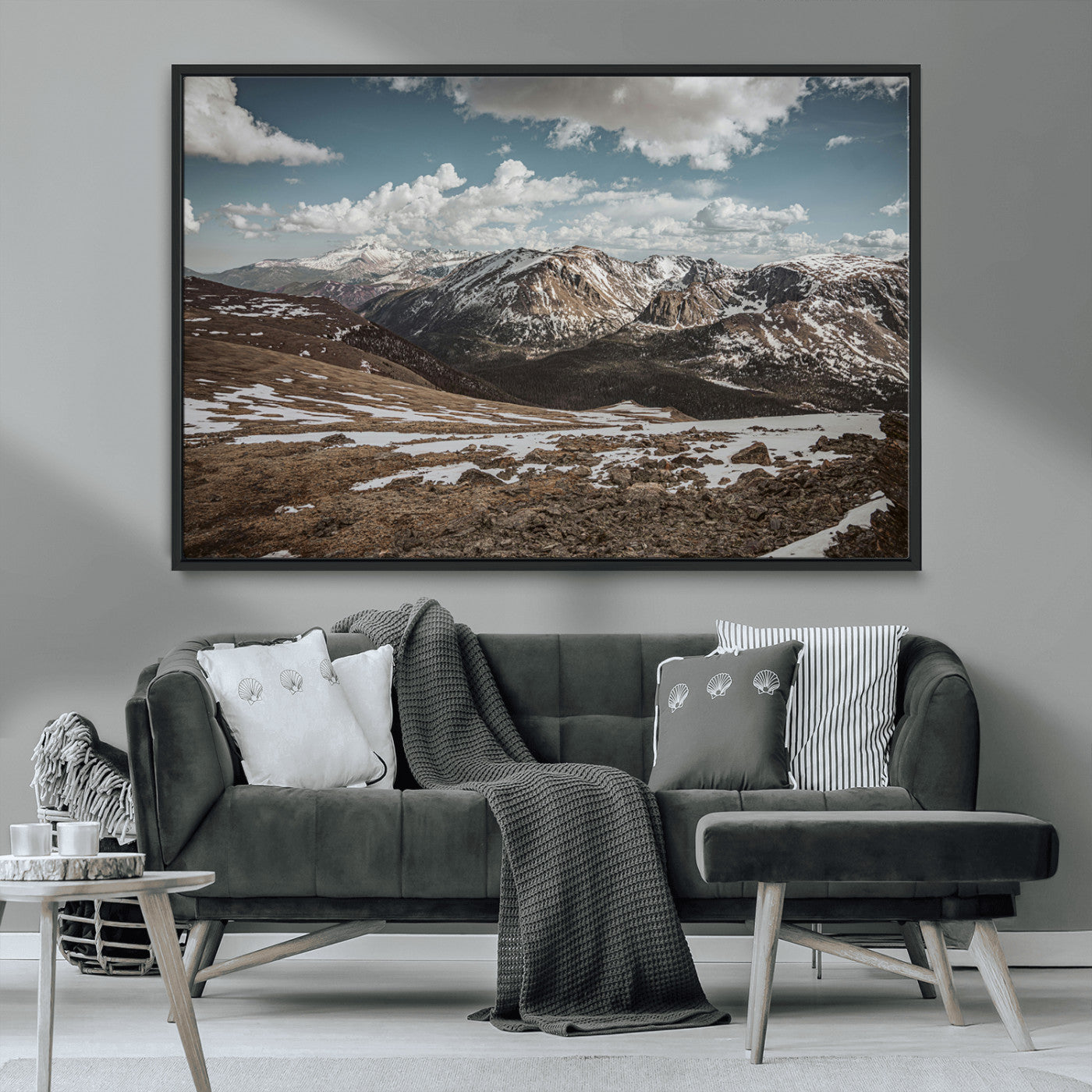44565953-MGV-CV-36X24-Mountain Landscape Wall Art Canvas Print, Framed Snowy Peaks Art Picture Print, Rugged Highlands Perfect Rustic Adventure Decor