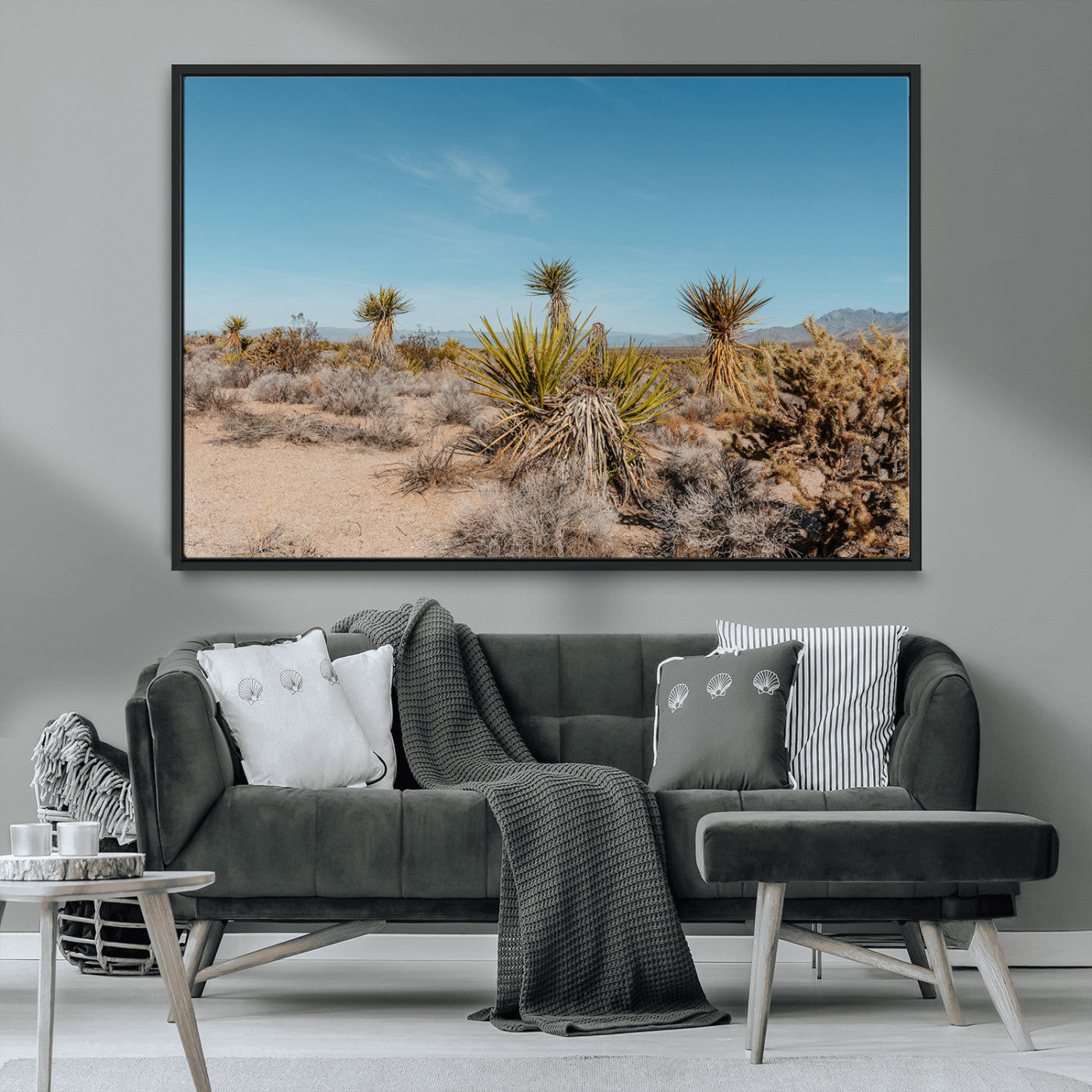 35156165-MGV-CV-36X24-Joshua Tree Wall Art Canvas Print, Framed Desert Landscape Art Picture Print, Warm Earth Tones Perfect Southwestern Minimalist