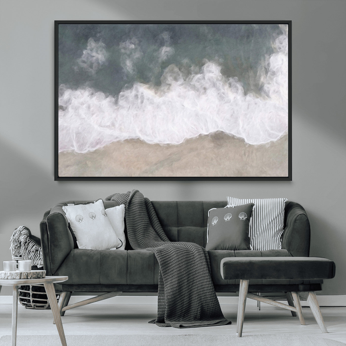 10072982-MGV-CV-36X24-Abstract Ocean Wave Wall Art – Coastal Beach Canvas Print, Minimalist Seascape Painting, Modern Ocean Inspired Artwork for Living