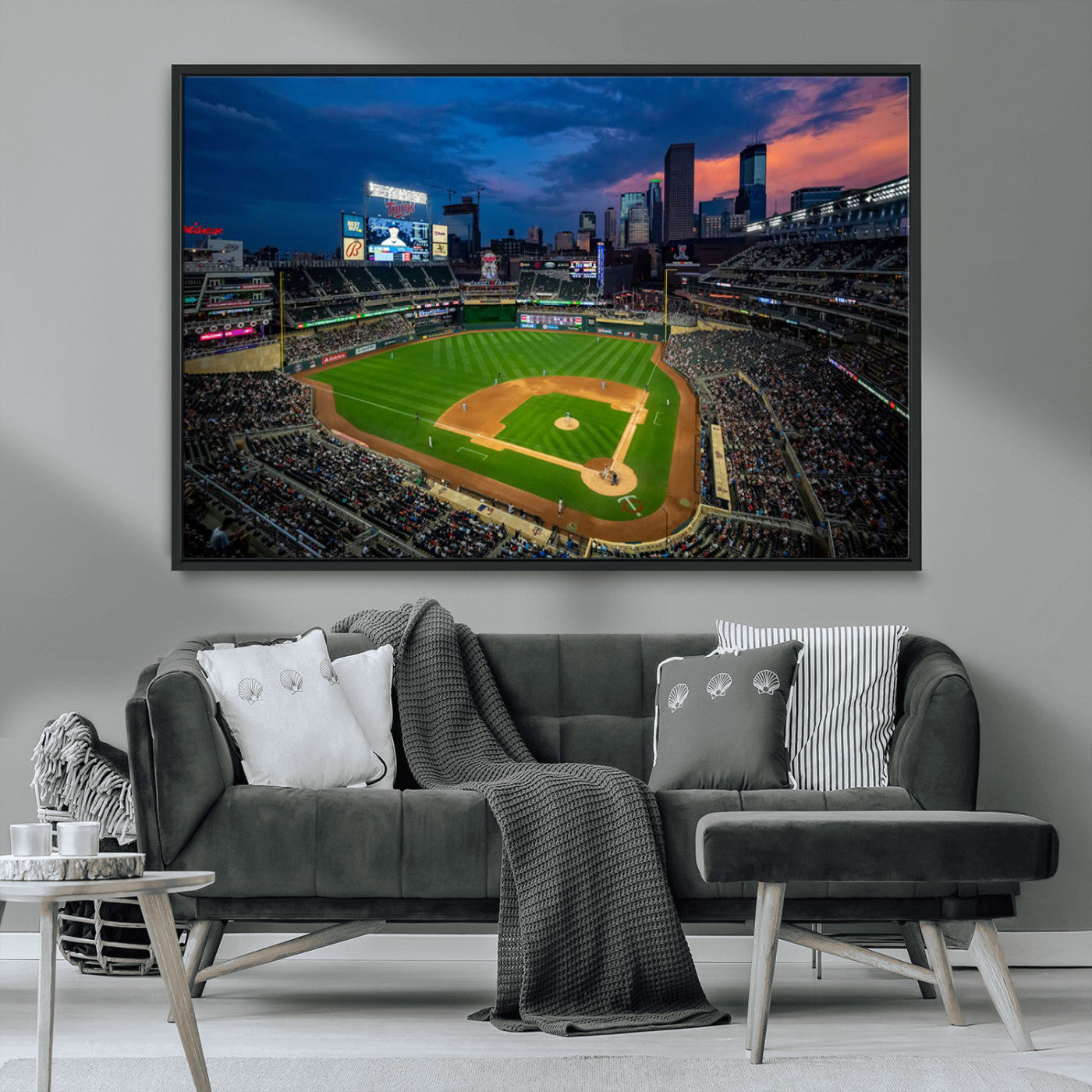 68222753-MGV-CV-36X24-Baseball Stadium Wall Art – Panoramic Night Game Canvas Print, Sports Decor for Man Cave, Office, Bar, or Living Room