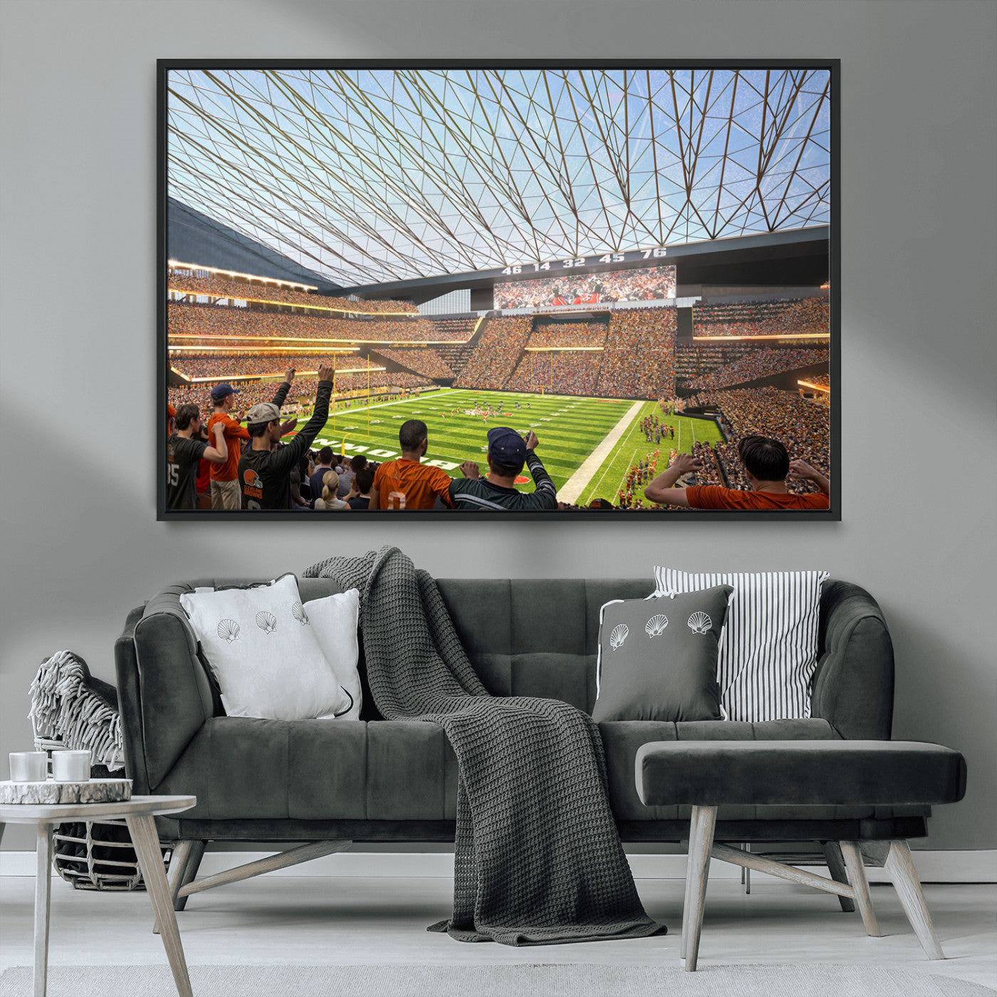 81960112-MGV-CV-36X24-Futuristic Football Stadium Wall Art – Modern Dome Arena Canvas Print, Chicago Bears Concept Design Sports Decor for Man Cave or