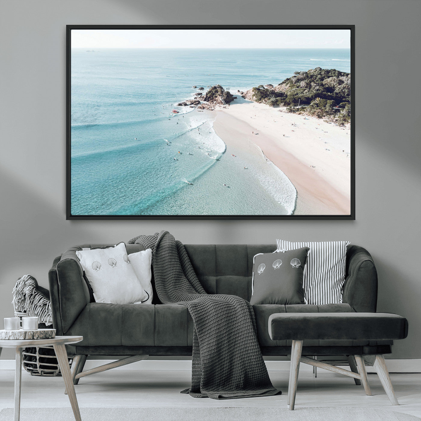 79395467-MGV-CV-36X24-Coastal Wall Art – Aerial Beach Canvas Print, Ocean Waves and Sandy Shore Photography Decor for Bedroom, Living Room, Office,