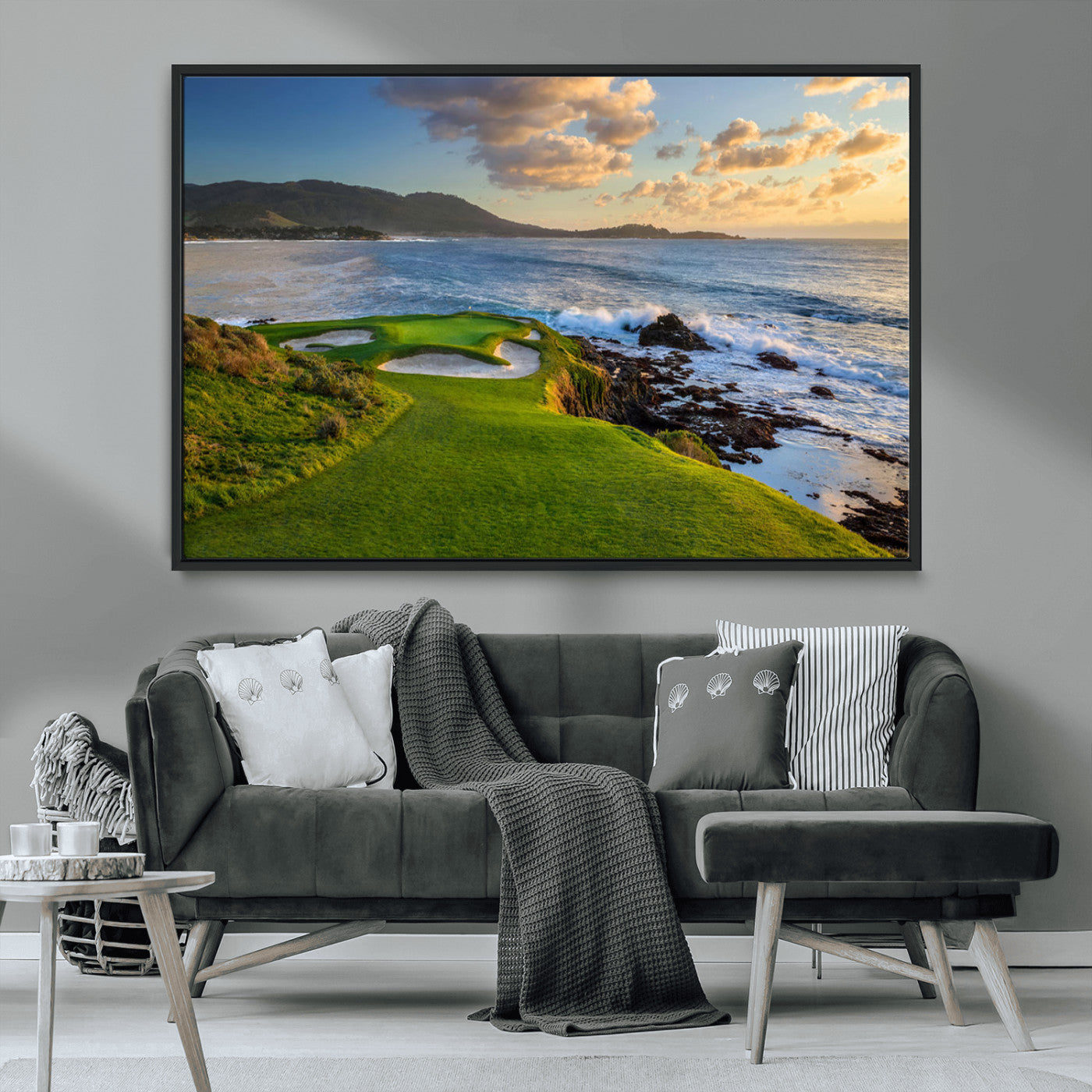 67486665-MGV-CV-36X24-Golf Course Wall Art – Pebble Beach Oceanfront Canvas Print, Coastal Fairway Photography Sports Decor for Living Room, Office, Man