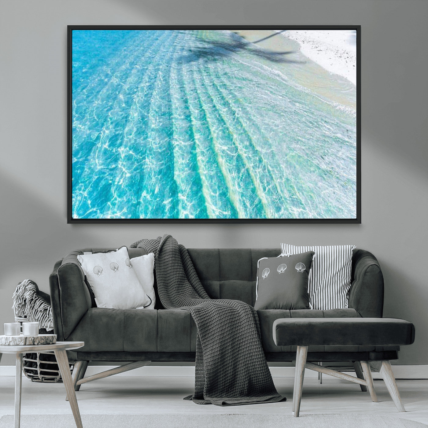 17528159-MGV-CV-36X24-Tropical Ocean Wall Art – Turquoise Water Canvas Print, Crystal Clear Beach Waves Photography Coastal Decor for Living Room,