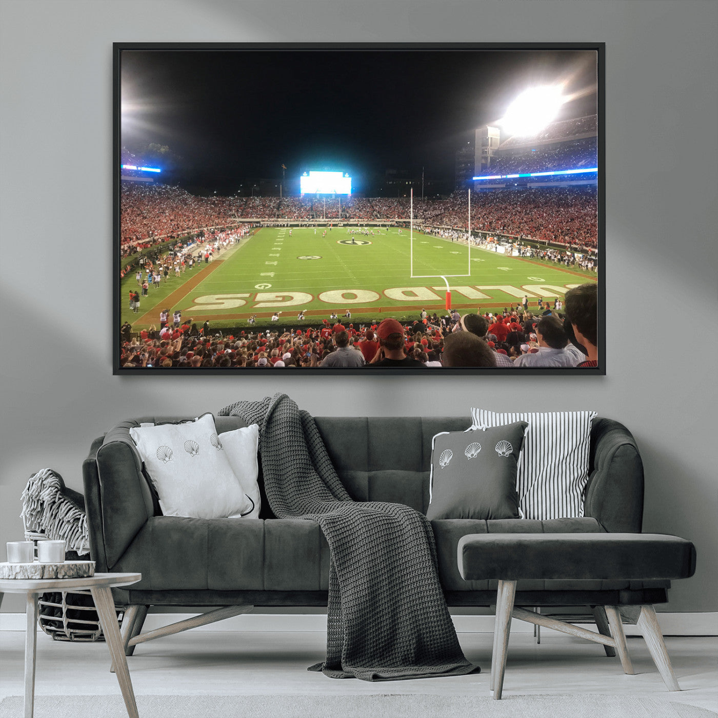 16230786-MGV-CV-36X24-Sanford Stadium Wall Art – Georgia Bulldogs Football Night Game Canvas Print, College Sports Decor for Man Cave, Bar, Office, or