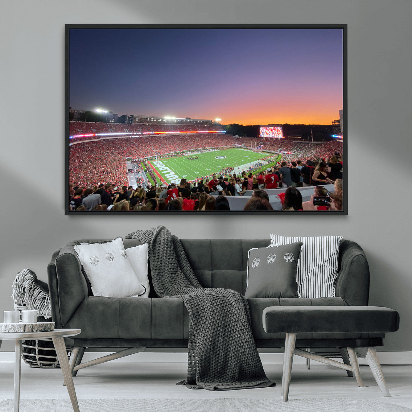 25139565-MGV-CV-36X24-Sanford Stadium Wall Art – Georgia Bulldogs Football Sunset Panorama Canvas Print, College Game Day Decor for Man Cave, Bar, or