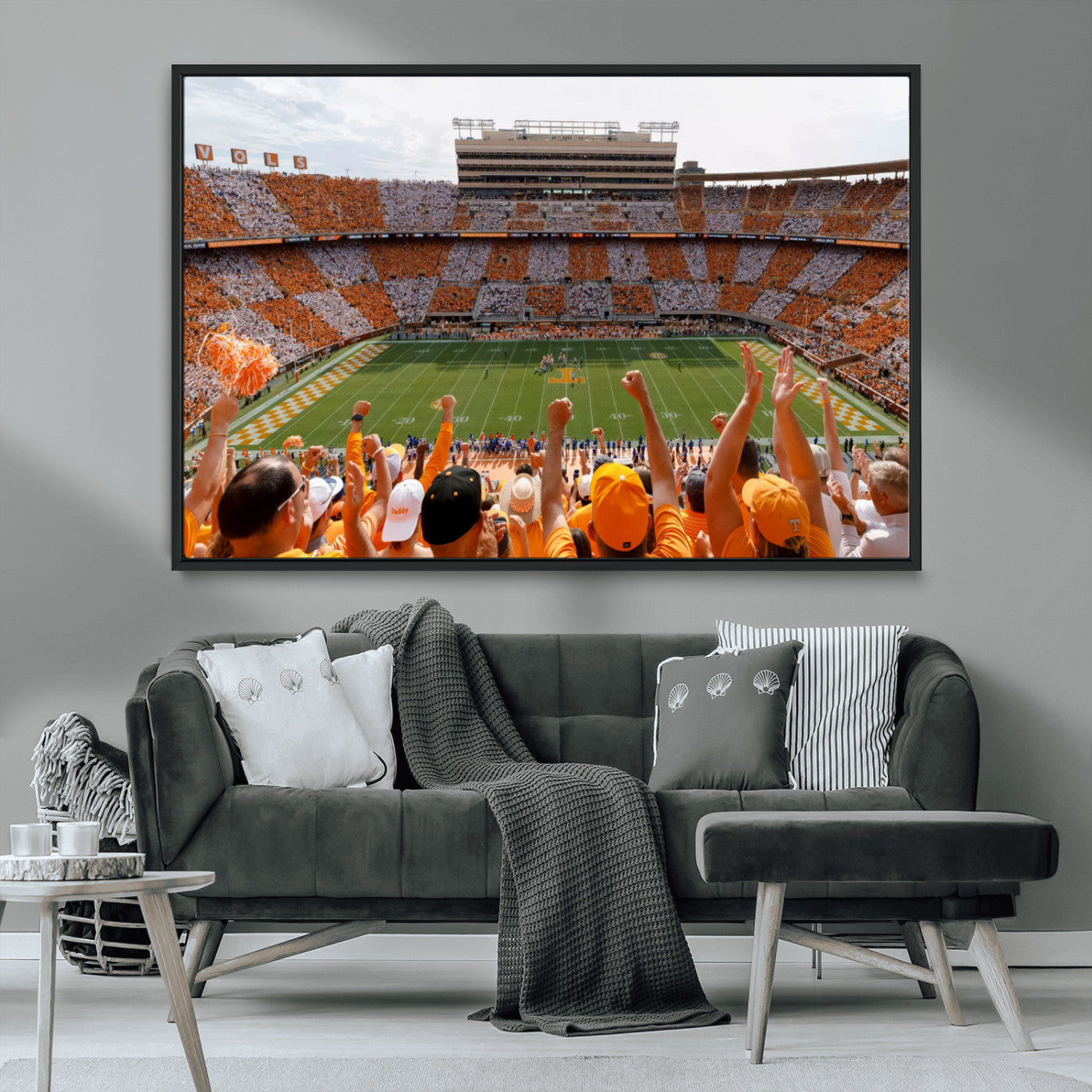 76011417-MGV-CV-36X24-Tennessee Volunteers Wall Art – Neyland Stadium Checkerboard Crowd Canvas Print, Vols Football Game Day Fan Perspective Sports