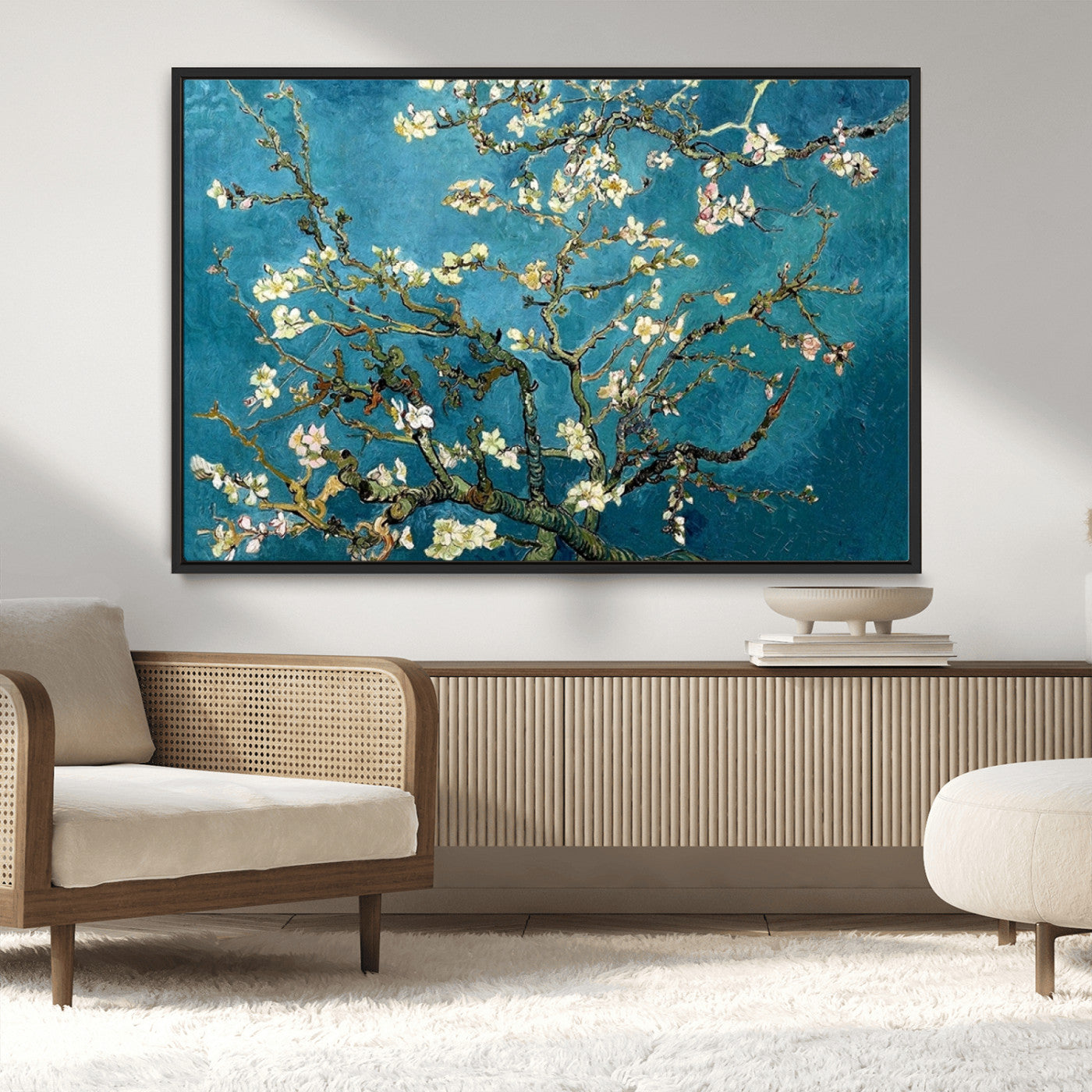 91714-MGV-CV-36X24-Almond Blossoms Wall Art – Handcrafted Van Gogh Inspired Floral Canvas Print, Beautiful Nature Decor for Living Room, Bedroom, or
