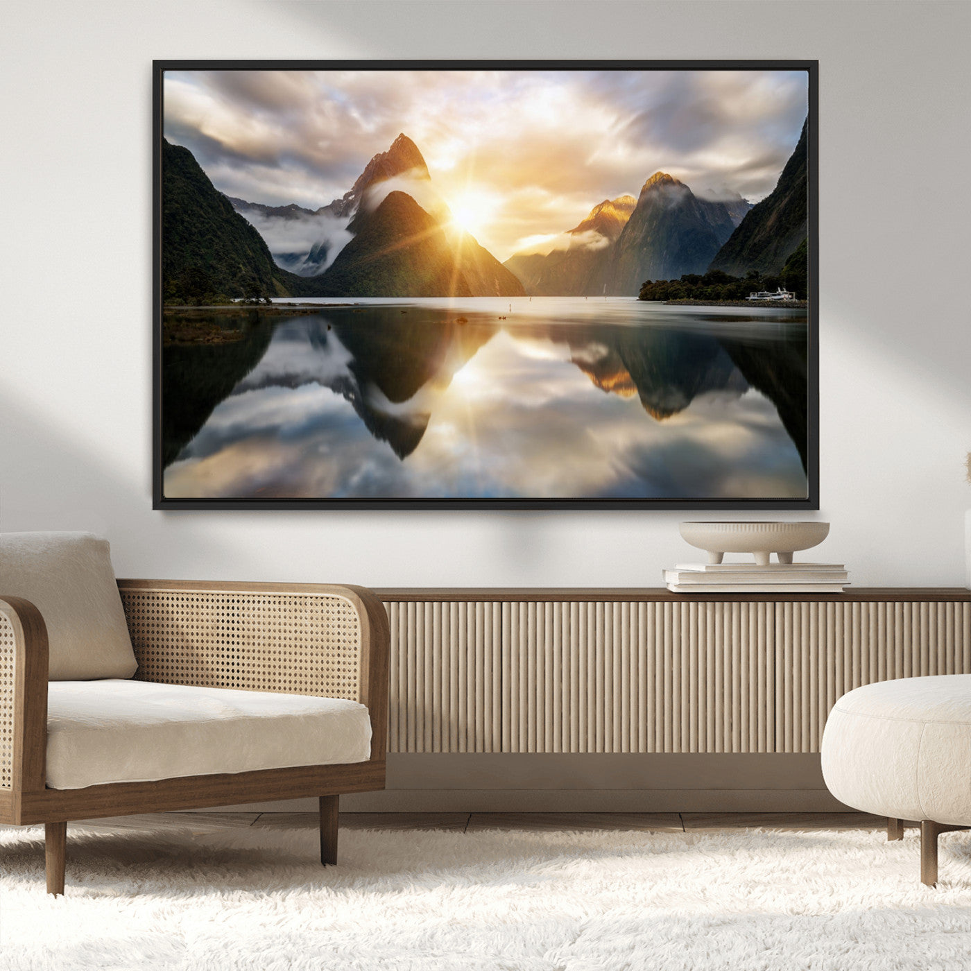 78842-MGV-CV-36X24-Sunrise Mountain Reflection Wall Art – Stunning Nature Landscape Canvas Print for Home, Office, Living Room or Relaxing Space
