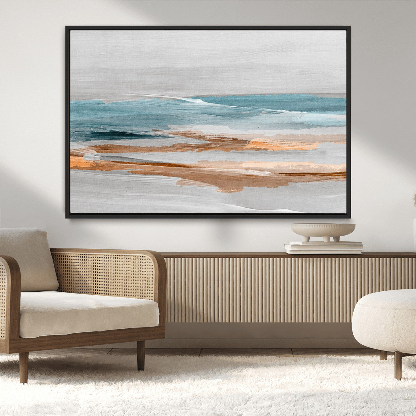 23430-MGV-CV-36X24-Abstract Coastal Wall Art – Modern Ocean Horizon Canvas Print, Minimalist Beach Scene Painting for Bedroom, Living Room, Office or