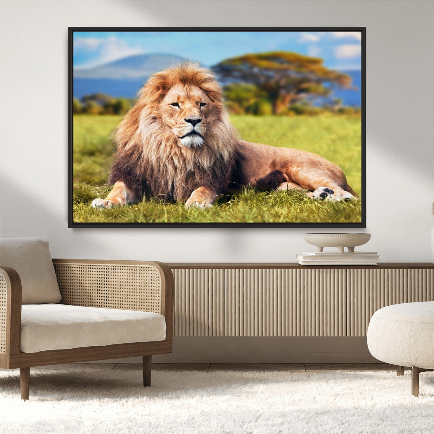 67826-MGV-FC-36X24_Black-Majestic Lion Wall Art – King of the Jungle Canvas Print, Safari Wildlife Decor for Living Room, Office, or Man Cave
