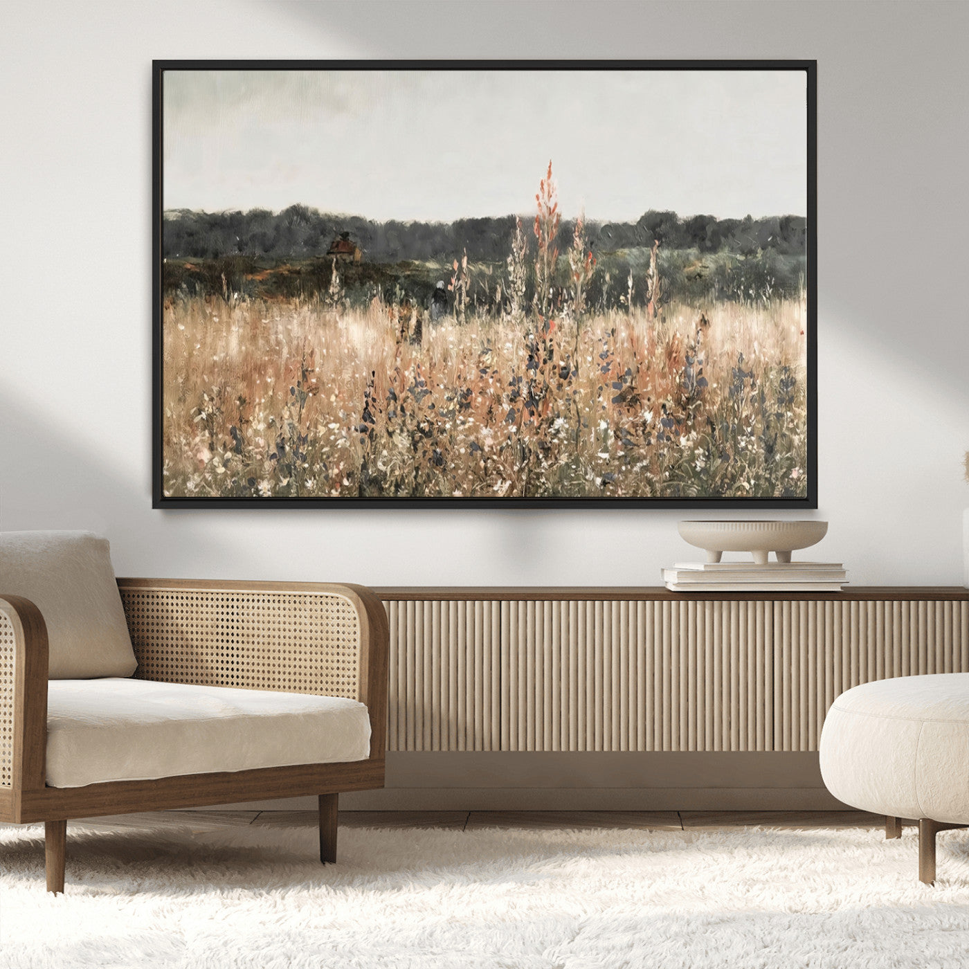 46308-MGV-CV-36X24-Wildflower Field Wall Art – Rustic Meadow Landscape Canvas Print, Country Nature Decor for Living Room, Bedroom or Farmhouse
