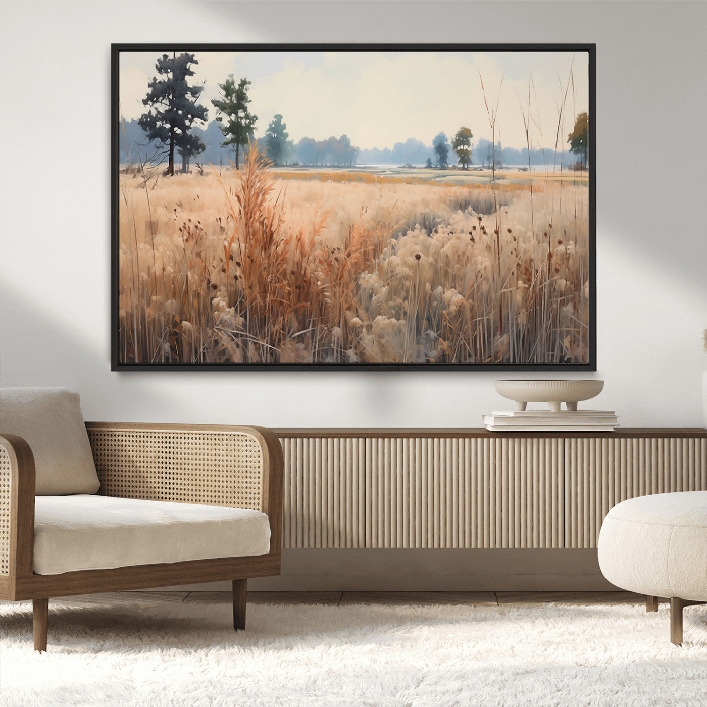 98822-MGV-CV-36X24-Autumn Meadow Wall Art – Tranquil Grassland Landscape Canvas Print, Rustic Country Decor for Living Room, Bedroom or Farmhouse