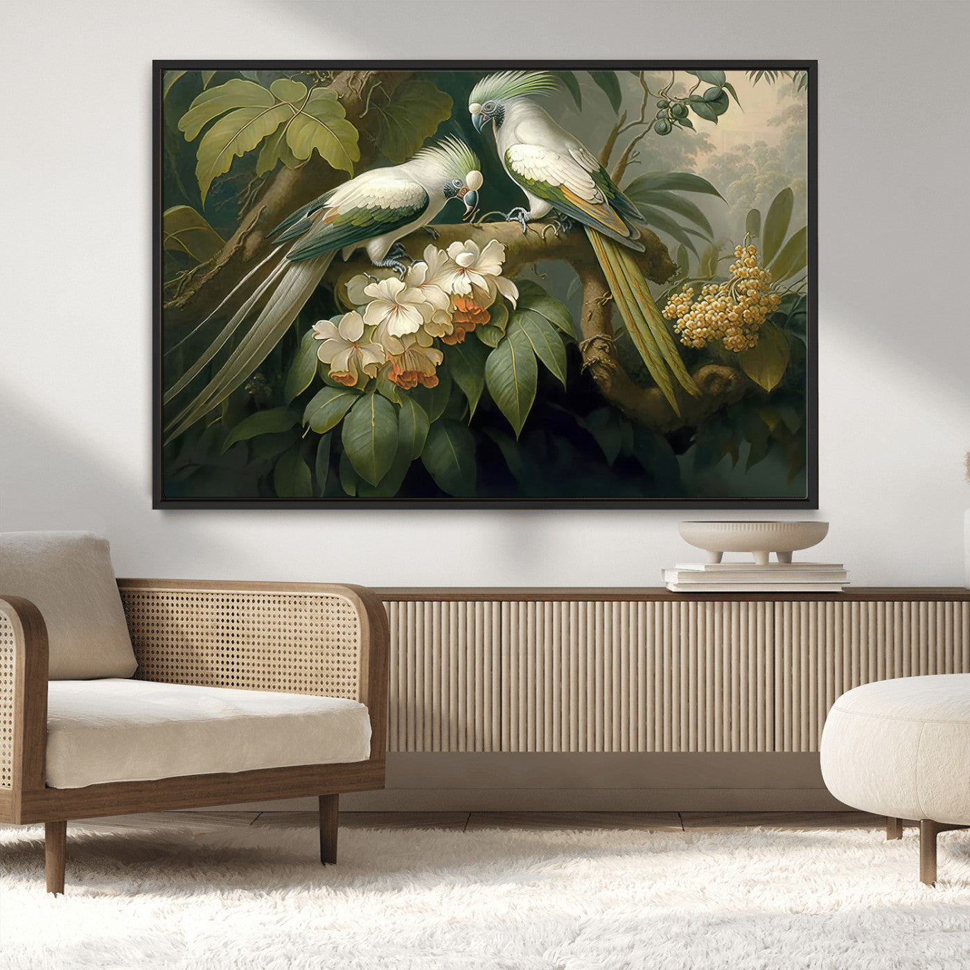84047-MGV-CV-36X24-Tropical Birds Wall Art – Elegant Botanical Canvas Print, Exotic Nature Decor for Living Room, Bedroom or Office