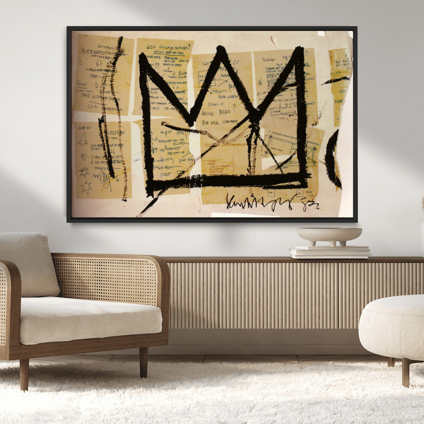 37215-MGV-CV-36X24-Abstract Crown Wall Art – Urban Graffiti Style Canvas Print Modern Street Art Design, Bold Contemporary Decor for Living Room,