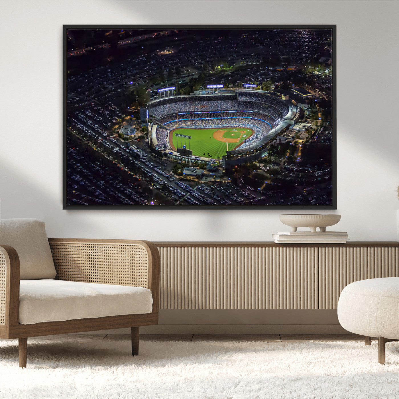 16515-MGV-CV-36X24-Dodgers Stadium Wall Art Canvas Print, Framed Baseball Stadium Art Picture Print, Dodgers Field Perfect Sport Room Decor Artwork