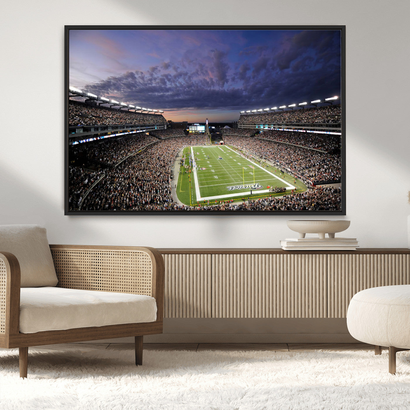 52712-MGV-FC-36X24_Black-Gillette Stadium Field Wall Art Canvas Print, Framed Massachusetts Stadium Art Picture Print, Gillette Stadium Perfect Sport Room