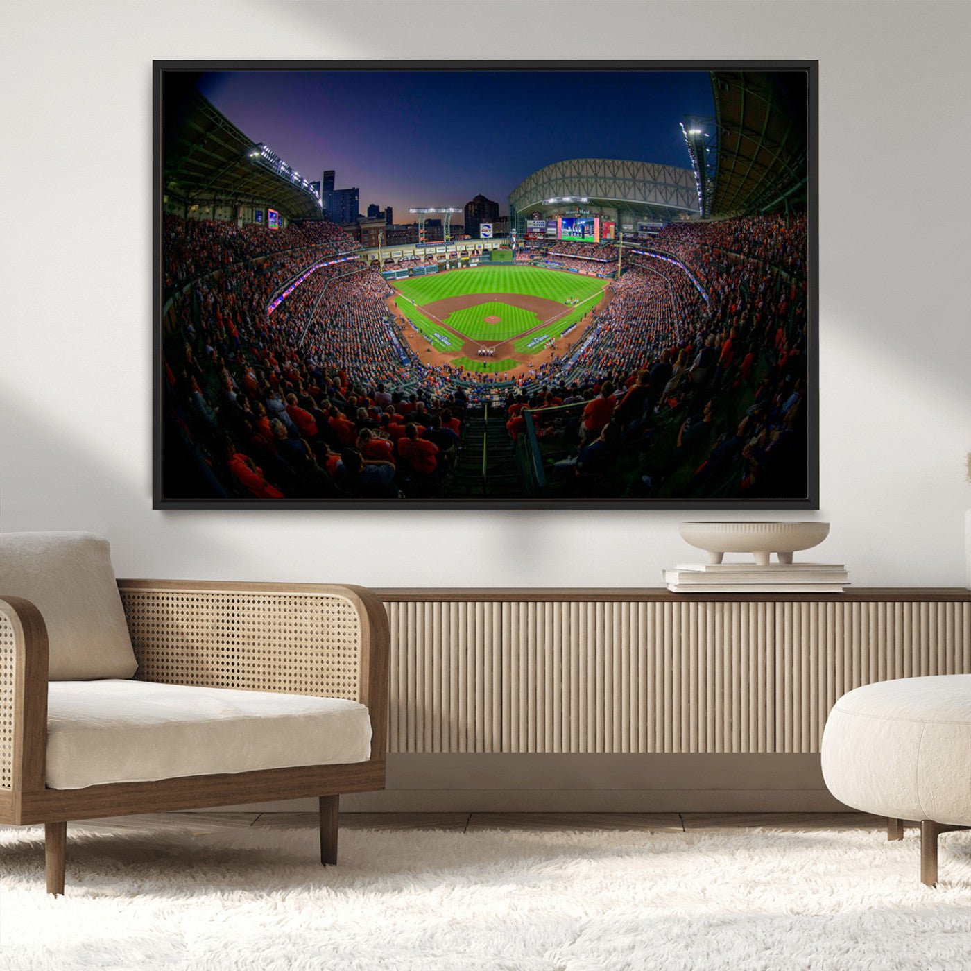 44322-MGV-CV-36X24-Minute Maid Park Wall Art Canvas Print, Framed Houston Astros Stadium Art Picture Print, Houston Astros Field Perfect Sports Room