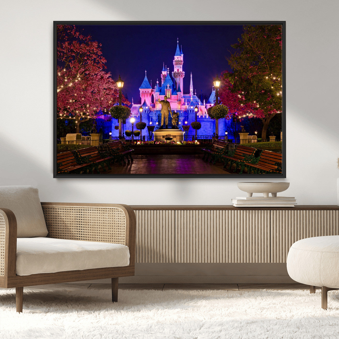 79435-MGV-CV-36X24-Disney Castle Wall Art Canvas Print, Framed Magic Kingdom Art Picture Print, Disney World Perfect Child Room Decor Artwork