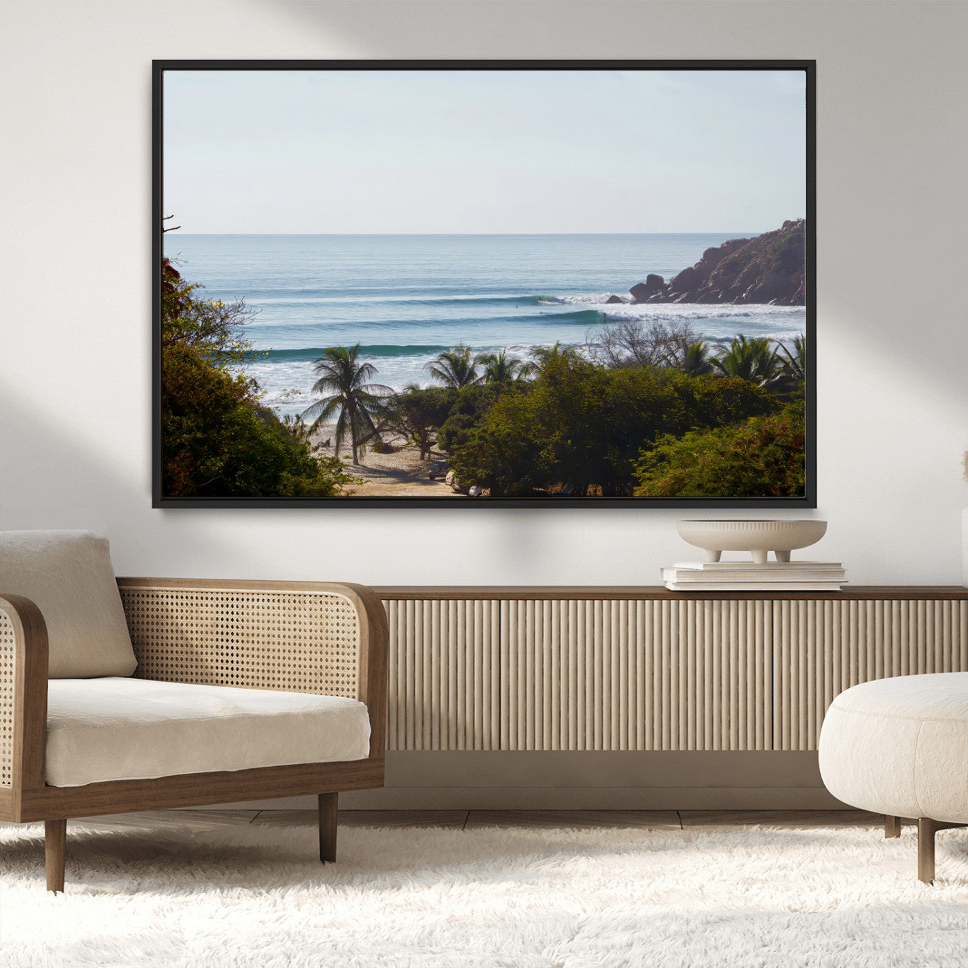88336640-MGV-CV-36X24-Tropical Beach Scene Wall Art Canvas Print, Framed Coastal Photography Art Picture Print, Ocean Horizon Art Perfect Coastal Boho