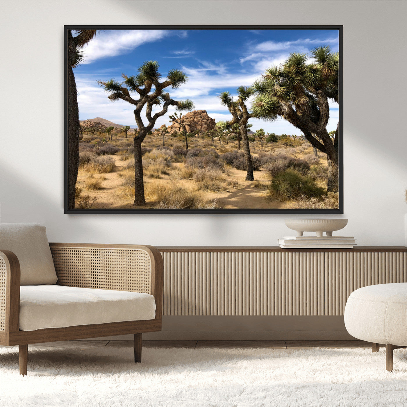 25722592-MGV-CV-36X24-Joshua Tree Desert Wall Art Canvas Print, Framed Southwestern Nature Art Picture Print, Rustic Earth Tones Perfect Southwestern