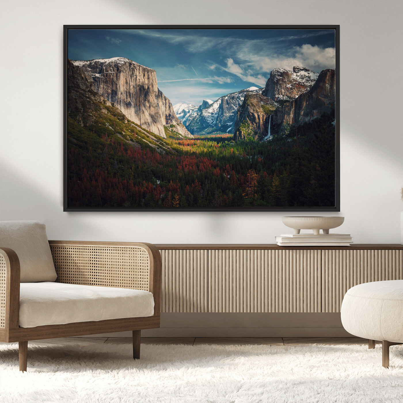 15244033-MGV-CV-36X24-Yosemite National Wall Art Canvas Print, Framed Mountain Landscape Art Picture Print, El Capitan Perfect Rustic Farmhouse Decor