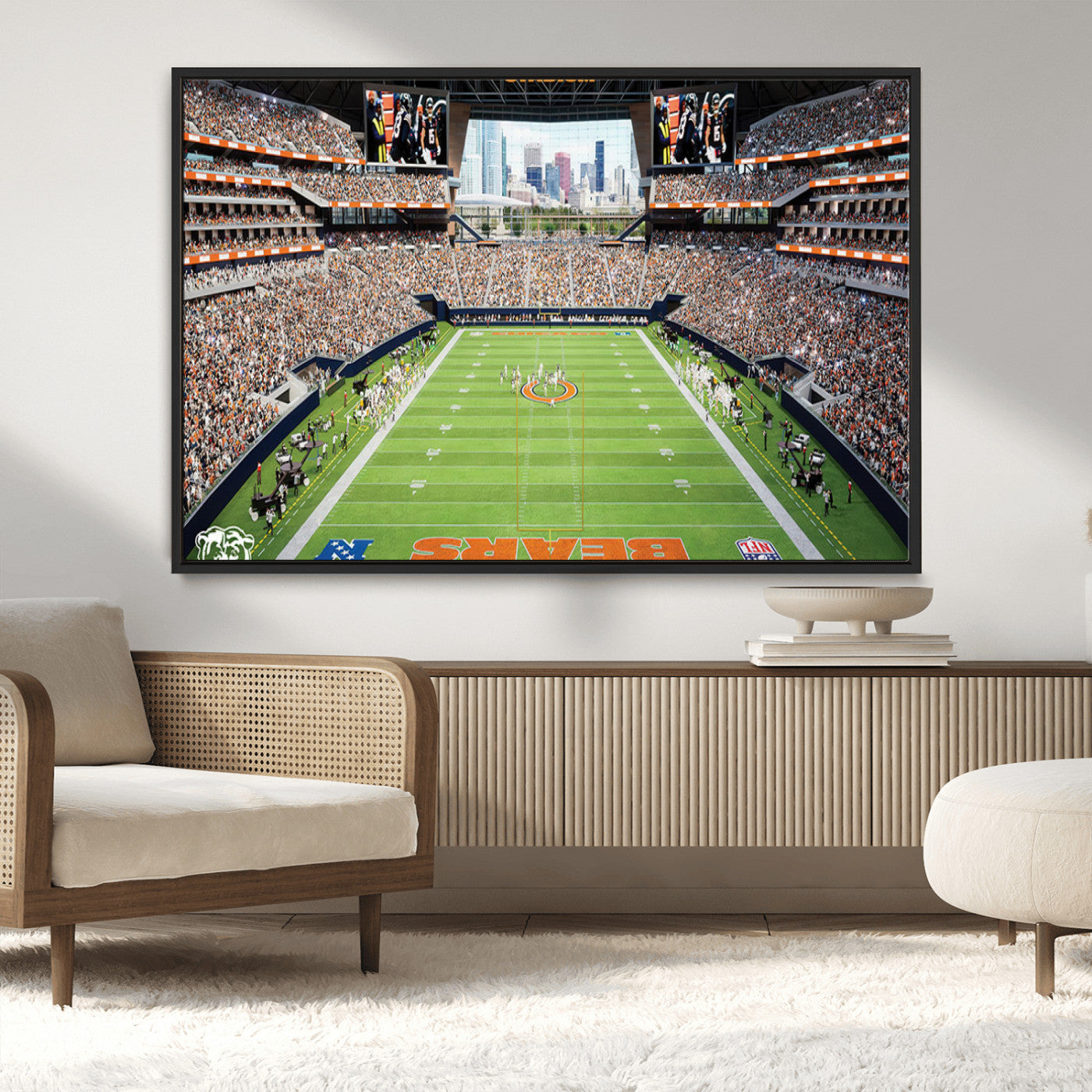 76935553-MGV-CV-36X24-Football Stadium Wall Art – Panoramic Game Day Canvas Print, Sports Decor for Man Cave, Office, Bar, or Living Room