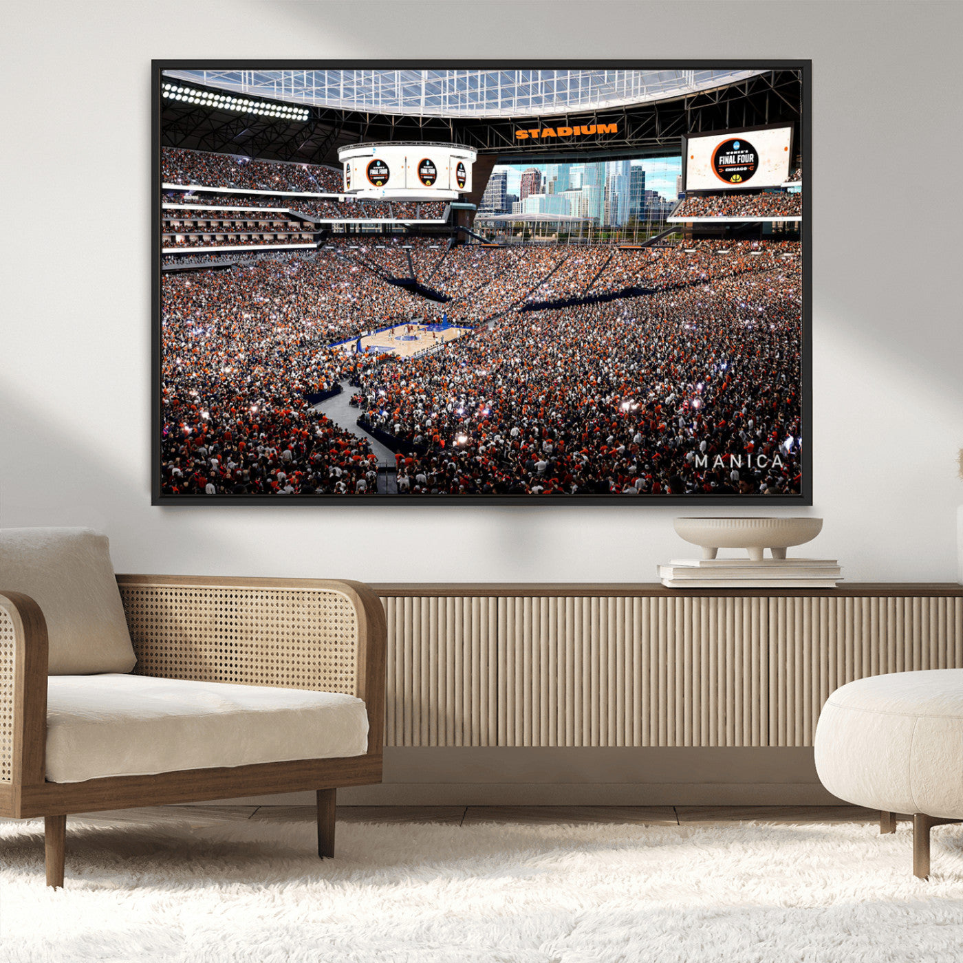 38616413-MGV-CV-36X24-Chicago Dome Stadium Wall Art – Futuristic Basketball Final Four Arena Canvas Print, Modern Sports Fan Decor for Man Cave or
