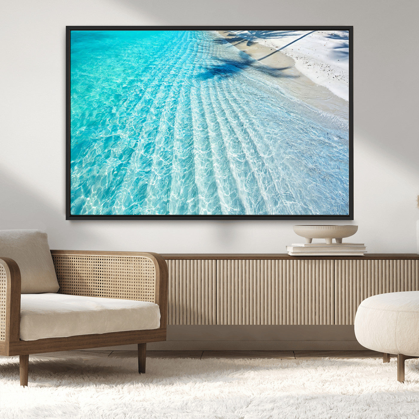 68127042-MGV-CV-36X24-Beach Wall Art – Tropical Ocean Canvas Print, Clear Water and White Sand Photography Decor for Bedroom, Living Room, Office,