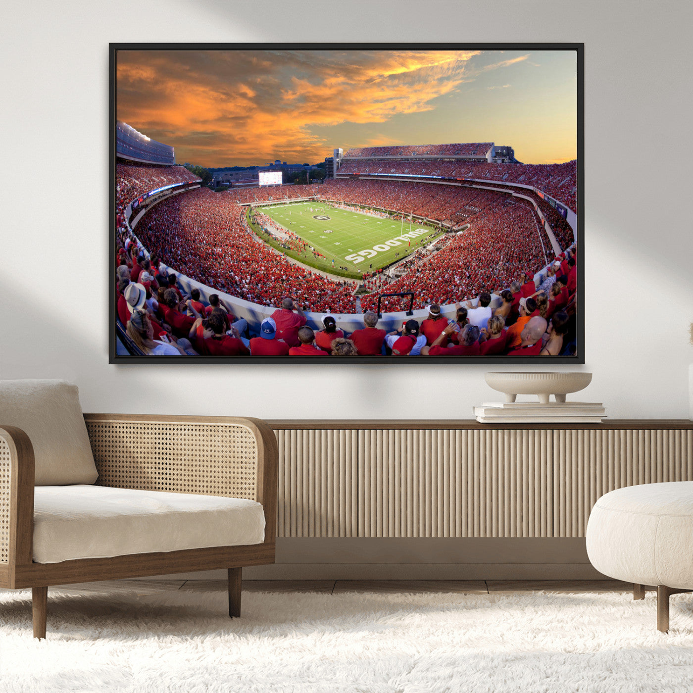 73680988-MGV-CV-36X24-Sanford Stadium Wall Art – Georgia Bulldogs Football Sunset Game Canvas Print, College Sports Decor for Man Cave, Bar, Office, or