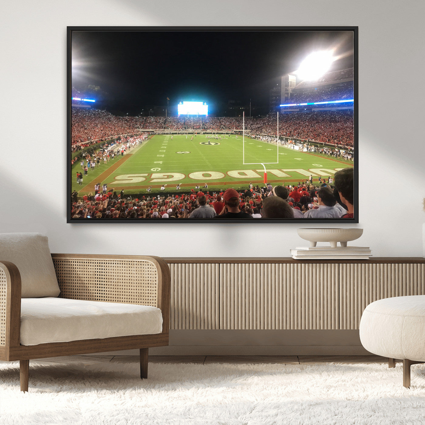 16230786-MGV-CV-36X24-Georgia Bulldogs Stadium Wall Art – Night Game Football Field Canvas Print, Panoramic Sports Decor for Home, Office, Fan Cave