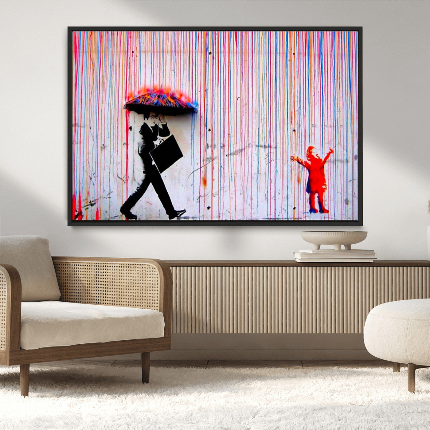 69505-MGV-CV-36X24-Graffiti Girl Wall Art Canvas Print, Framed Urban Contrast Art Picture Print, Vibrant Graffiti Perfect Urban Pop Decor Artwork