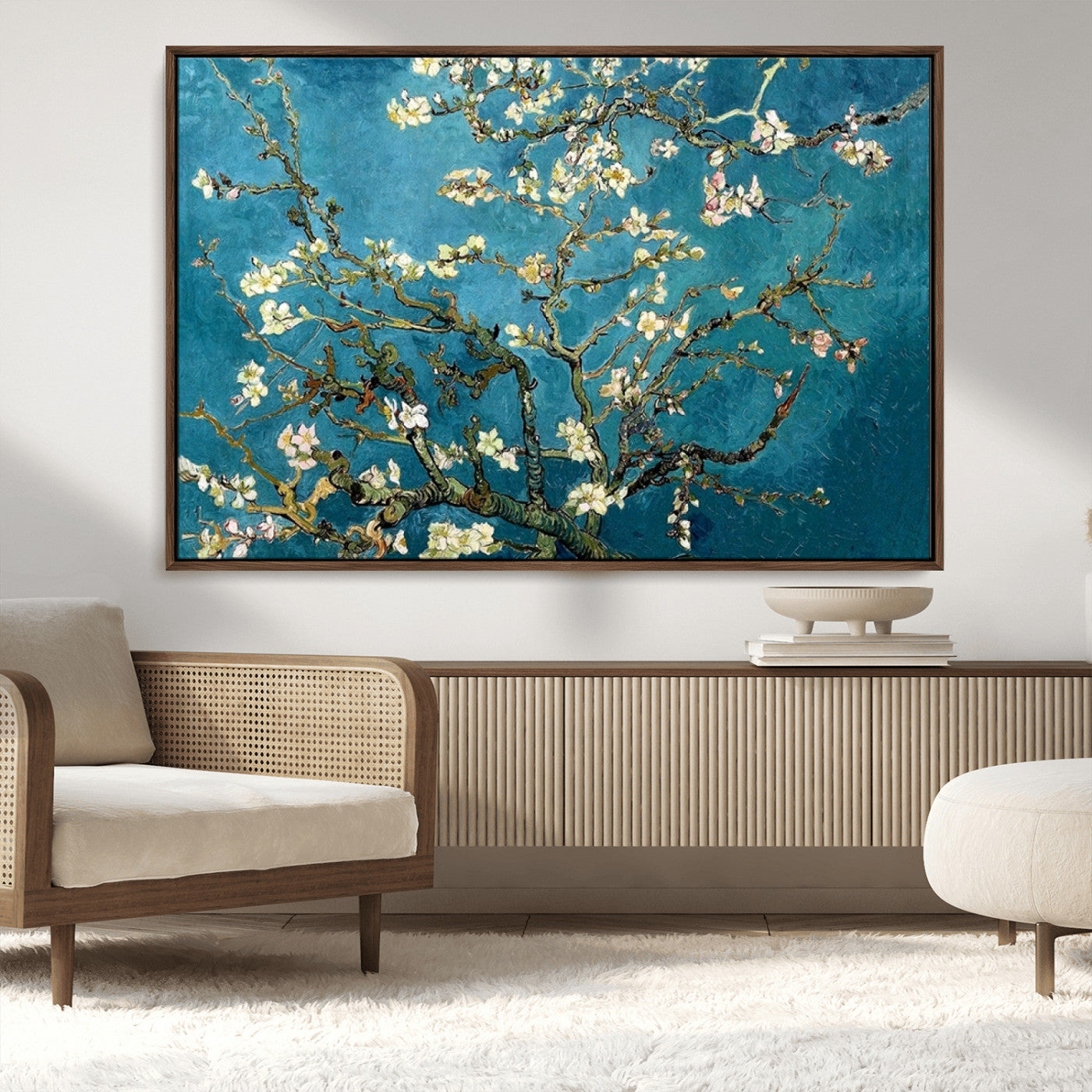 91714-MGV-CV-36X24-Almond Blossoms Wall Art – Handcrafted Van Gogh Inspired Floral Canvas Print, Beautiful Nature Decor for Living Room, Bedroom, or