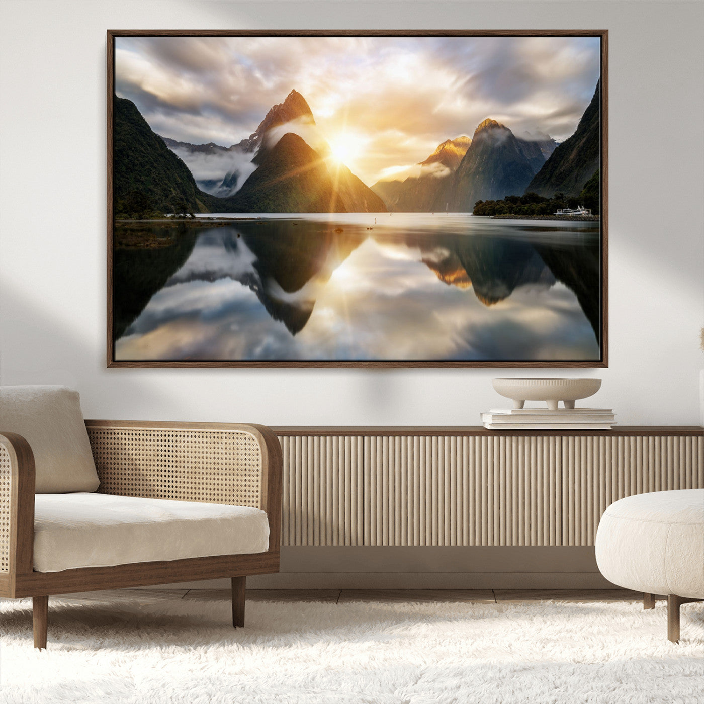 78842-MGV-CV-36X24-Sunrise Mountain Reflection Wall Art – Stunning Nature Landscape Canvas Print for Home, Office, Living Room or Relaxing Space