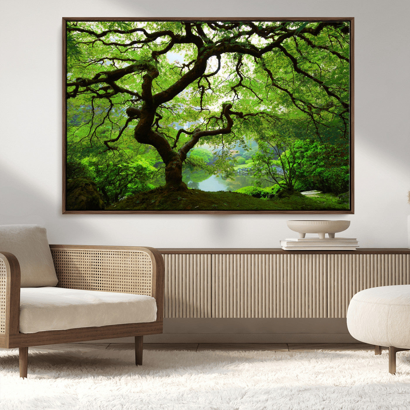 18094-MGV-CV-36X24-Emerald Canopy Wall Art – Panoramic Lush Green Tree Canvas Print, Serene Nature Decor for Office, Living Room or Meditation Space