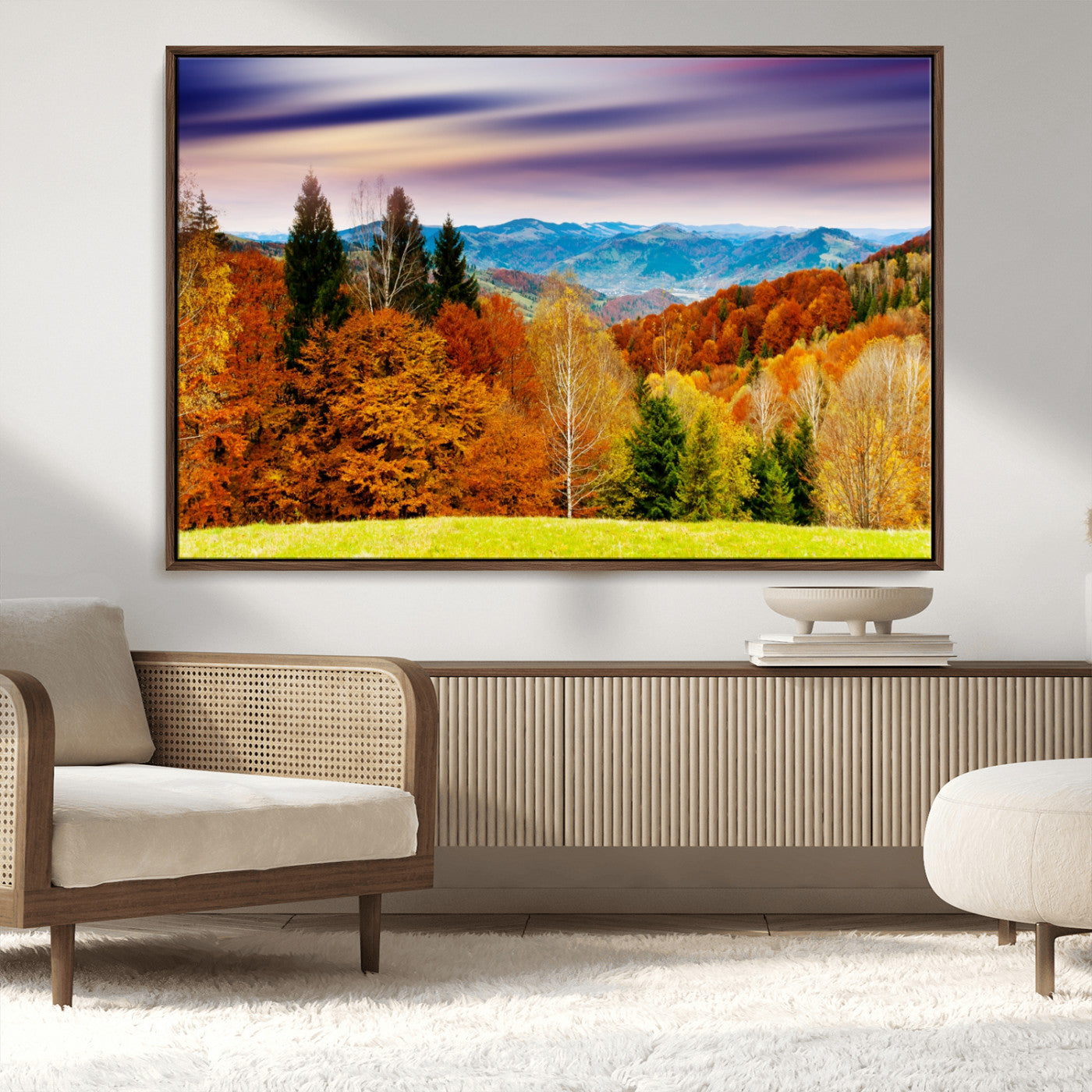 58007-MGV-CV-36X24-Autumn Mountain Landscape Wall Art – Stunning Fall Forest Canvas Print, Cozy Nature Decor for Home or Office