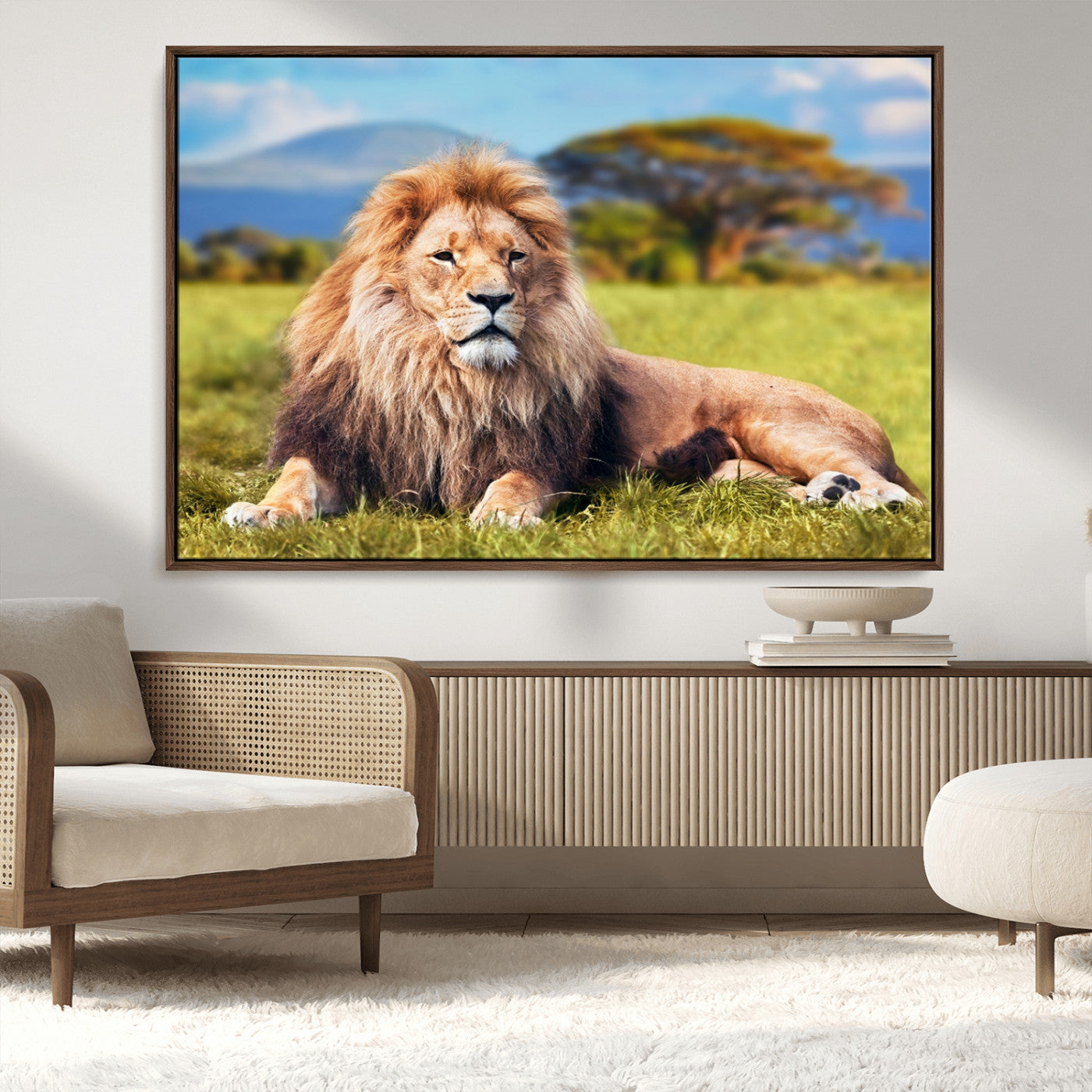 67826-MGV-CV-36X24-Majestic Lion Wall Art – King of the Jungle Canvas Print, Safari Wildlife Decor for Living Room, Office, or Man Cave