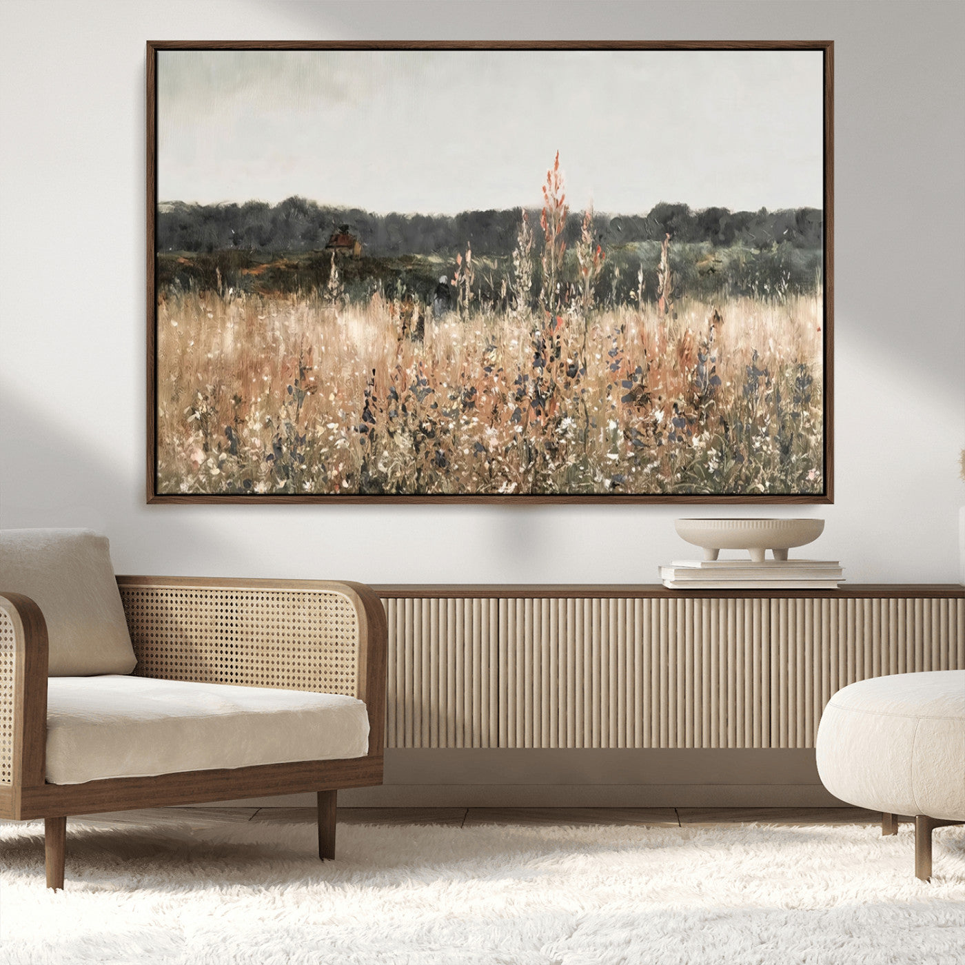 46308-MGV-CV-36X24-Wildflower Field Wall Art – Rustic Meadow Landscape Canvas Print, Country Nature Decor for Living Room, Bedroom or Farmhouse