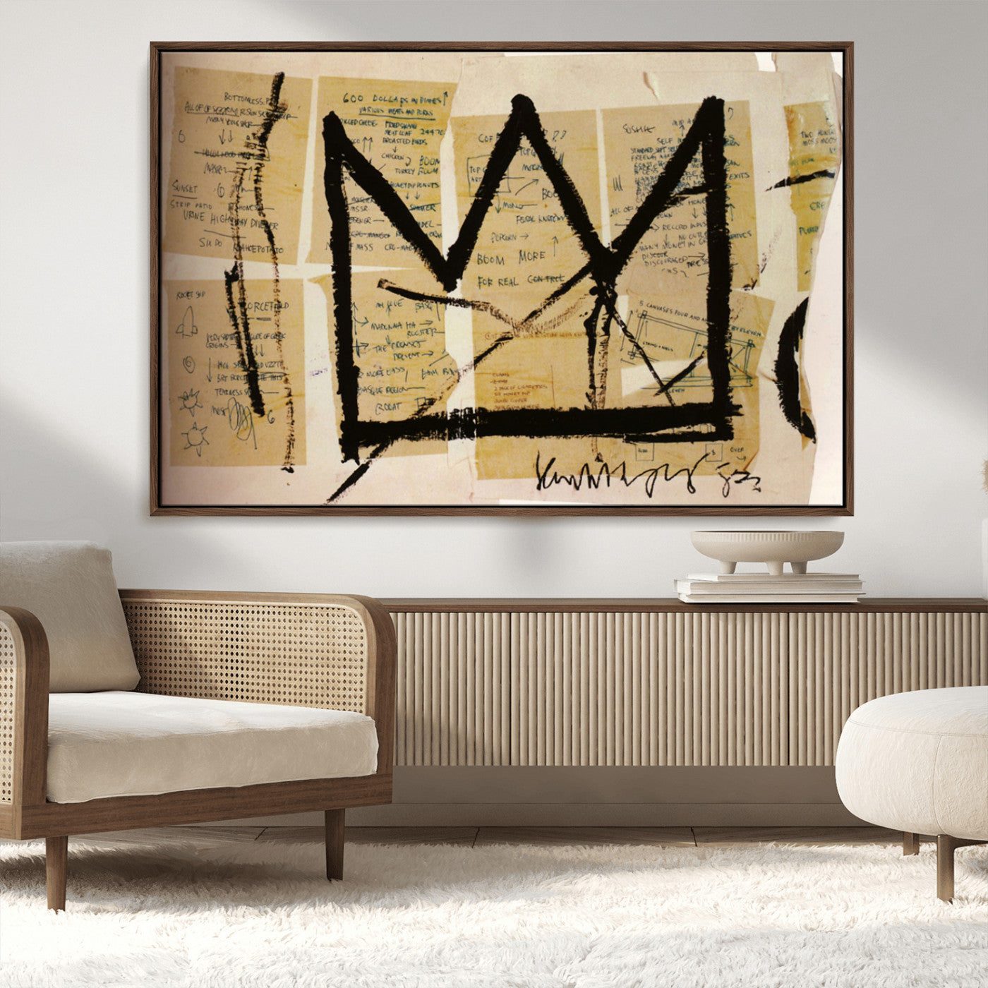 37215-MGV-CV-36X24-Abstract Crown Wall Art – Urban Graffiti Style Canvas Print Modern Street Art Design, Bold Contemporary Decor for Living Room,