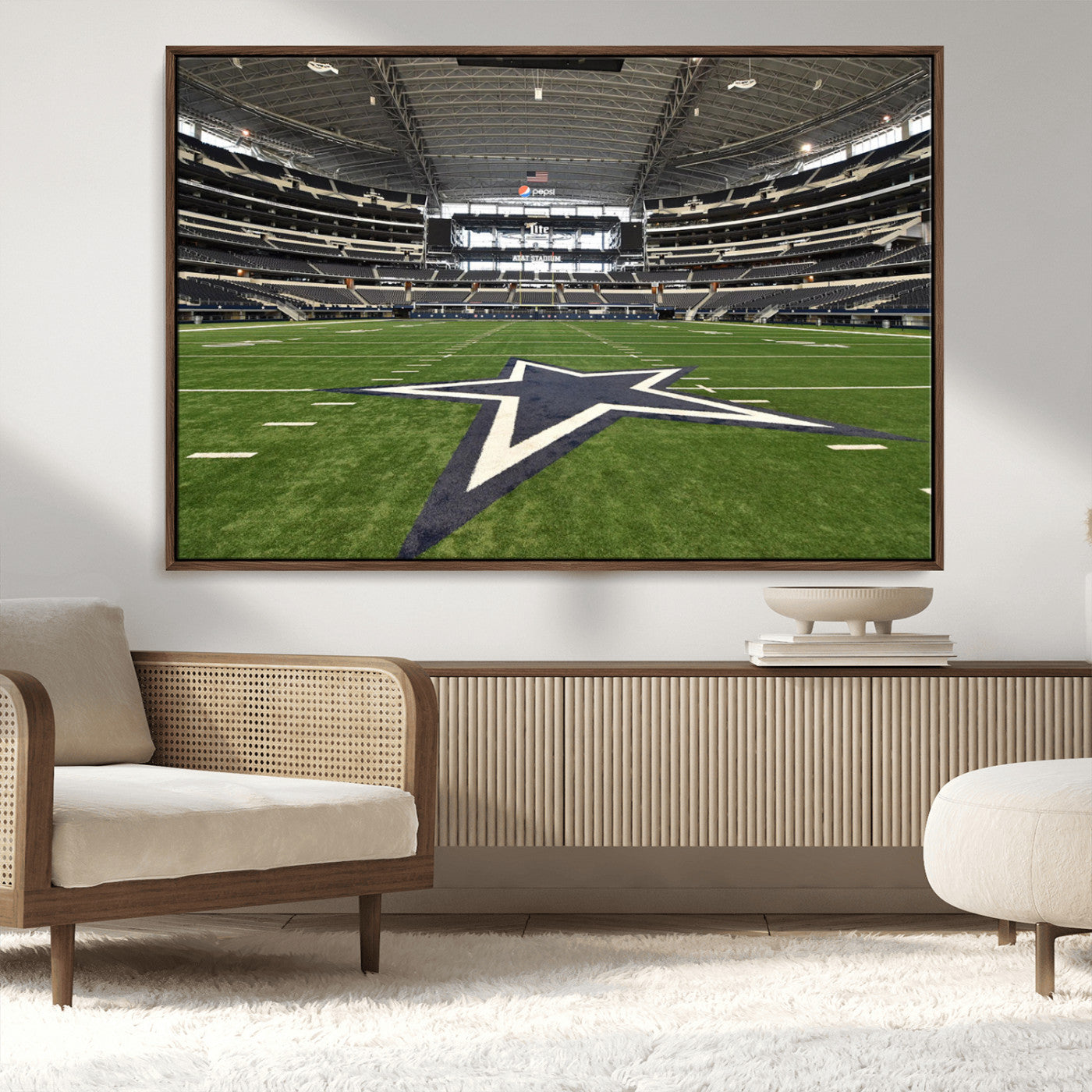 14834-MGV-CV-36X24-Dallas Att Stadium Wall Art Canvas Print, Framed Texas NFL Stadium Art Picture Print, American Football Stadium Perfect Sports