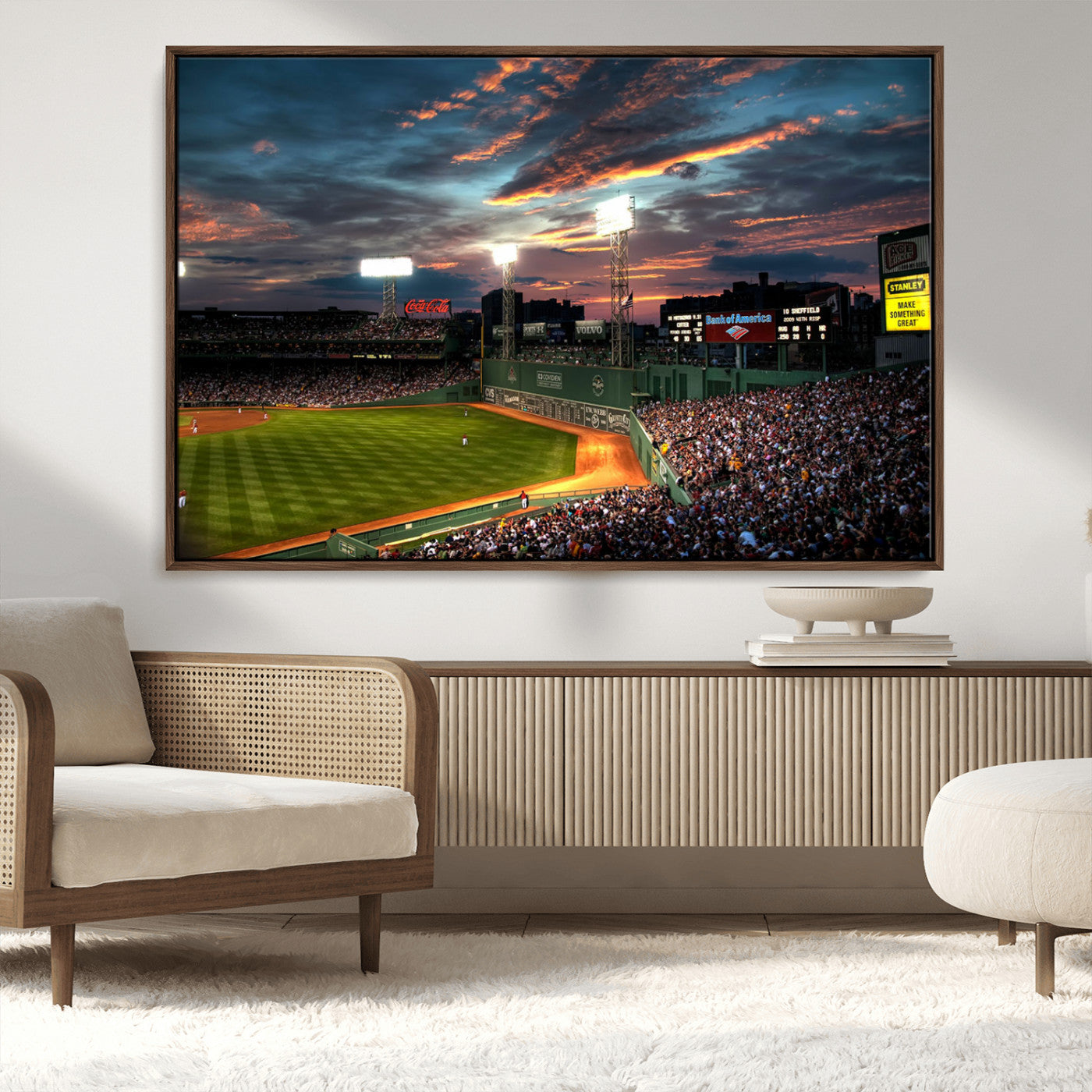 66781-MGV-CV-36X24-Baseball Stadium Wall Art – Canvas Print Evening Game Field Packed Crowd Sunset Sky Sports Photography, Dynamic Decor for Game