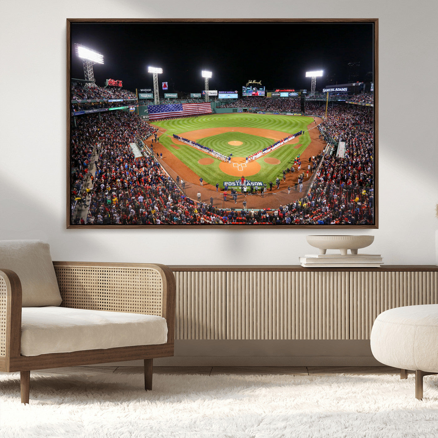 47365-MGV-CV-36X24-Fenway Park Stadium Wall Art Canvas Print, Framed Boston Baseball Stadium Art Picture Print, MLB Stadium Field Perfect Sport Room