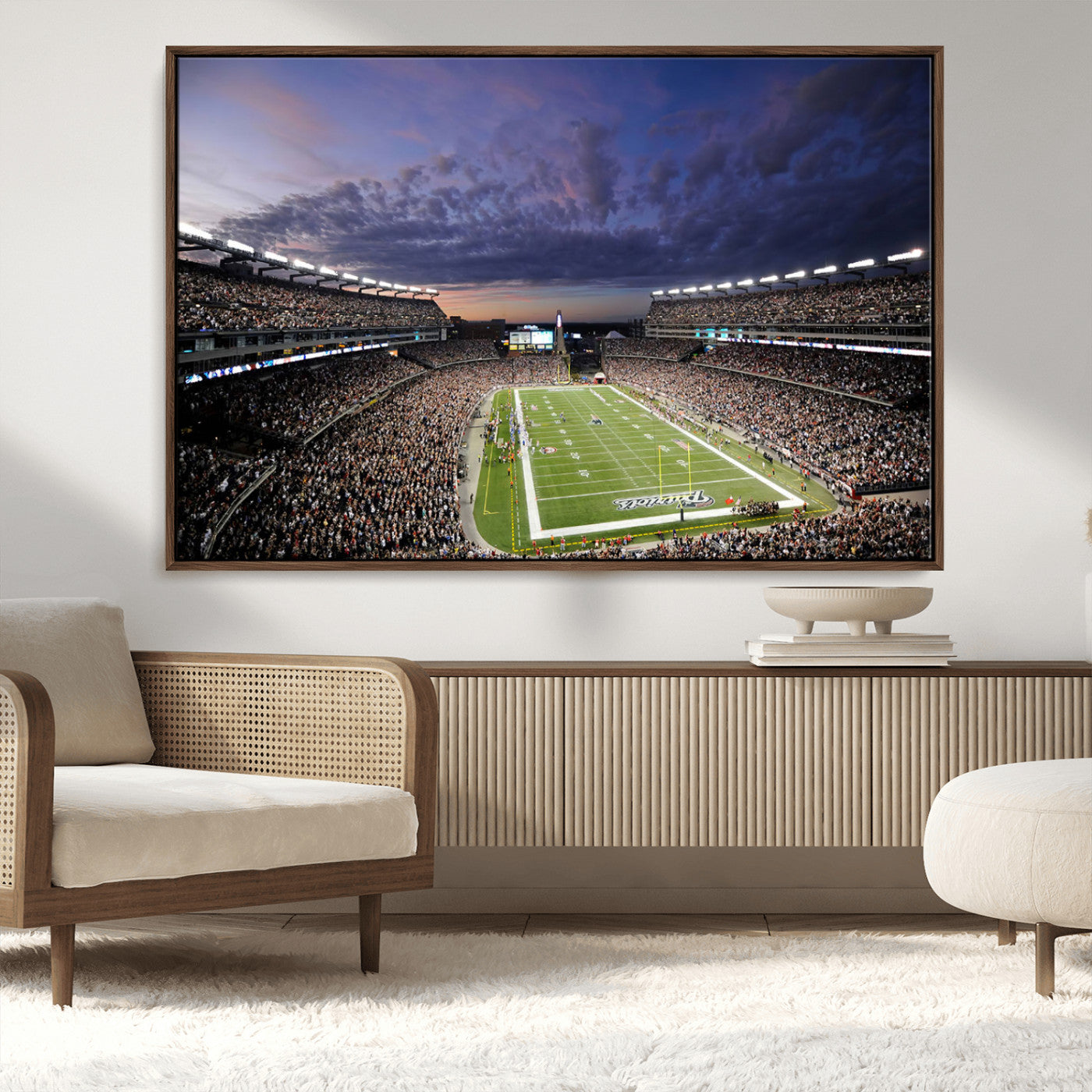 52712-MGV-CV-36X24-Gillette Stadium Field Wall Art Canvas Print, Framed Massachusetts Stadium Art Picture Print, Gillette Stadium Perfect Sport Room