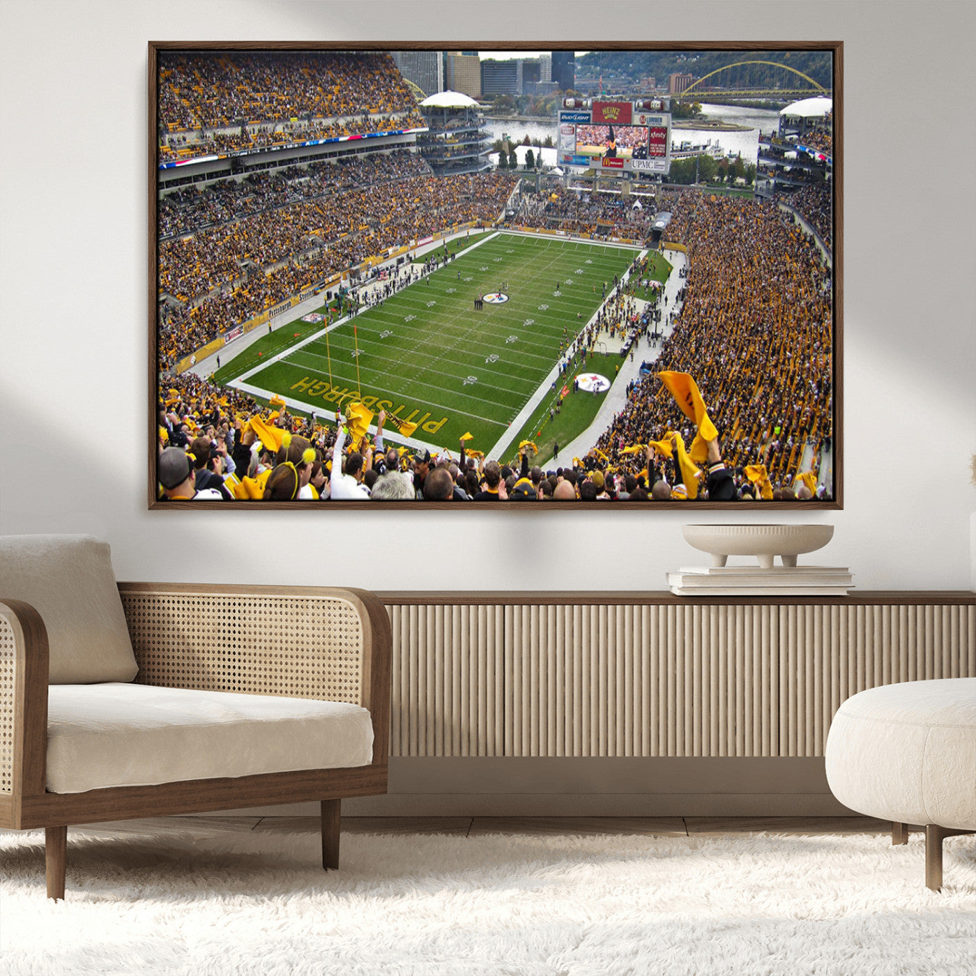 51419-MGV-CV-36X24-Heinz Field Wall Art Canvas Print, Framed Pittsburgh Stadium Field Art Picture Print, Heinz Stadium Field Perfect Sports Room