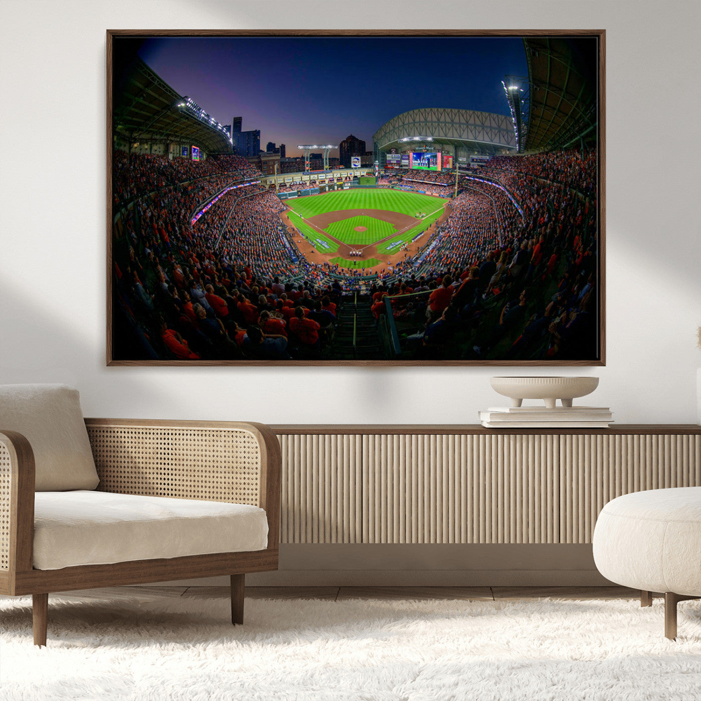 44322-MGV-CV-36X24-Minute Maid Park Wall Art Canvas Print, Framed Houston Astros Stadium Art Picture Print, Houston Astros Field Perfect Sports Room