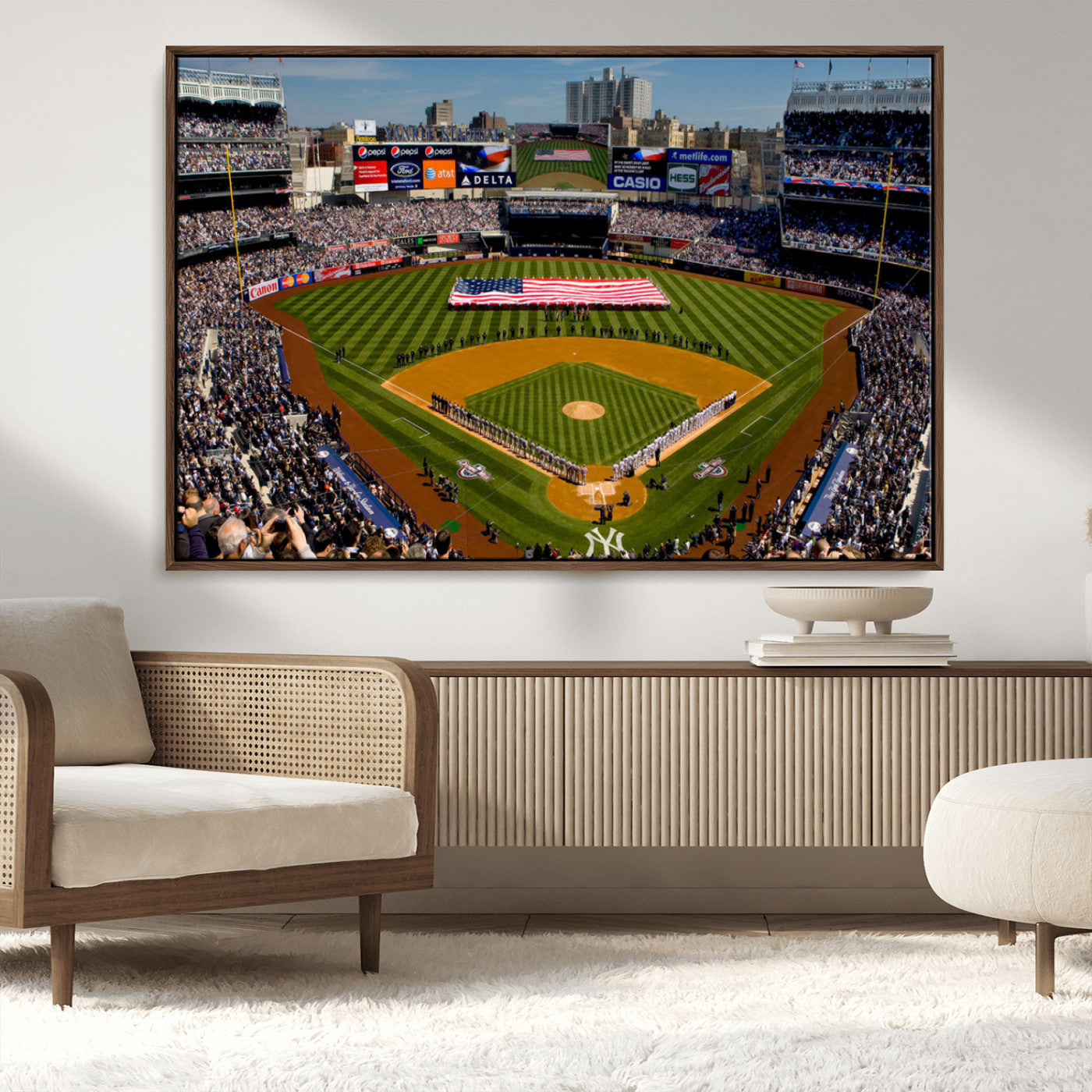 20879-MGV-CV-36X24-Yankee Stadium Wall Art Canvas Print, Framed New York Stadium Art Picture Print, Yankee Field Perfect Sport Room Decor Artwork