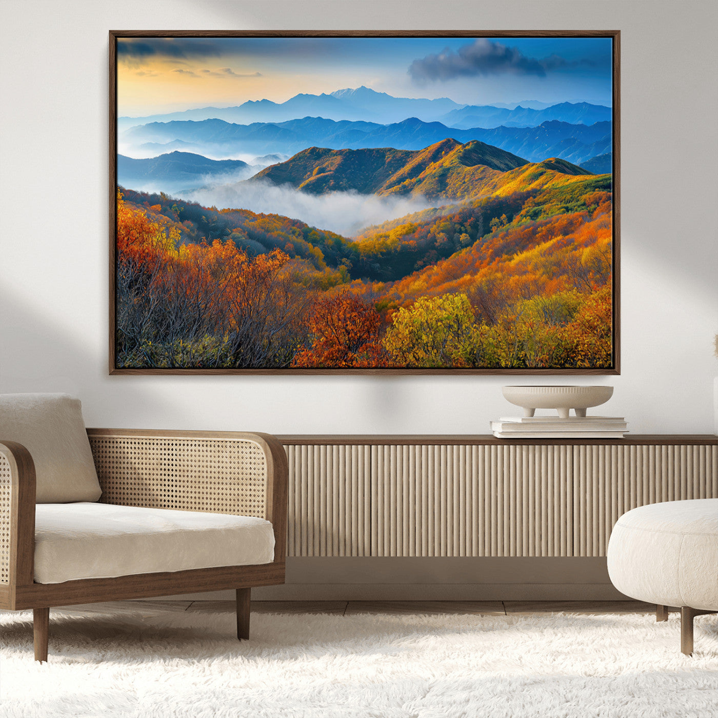 86772247-MGV-CV-36X24-Autumn Mountains Wall Art Canvas Print, Framed Fall Foliage Art Picture Print, Vibrant Hills Perfect Vibrant Nature Decor Artwork