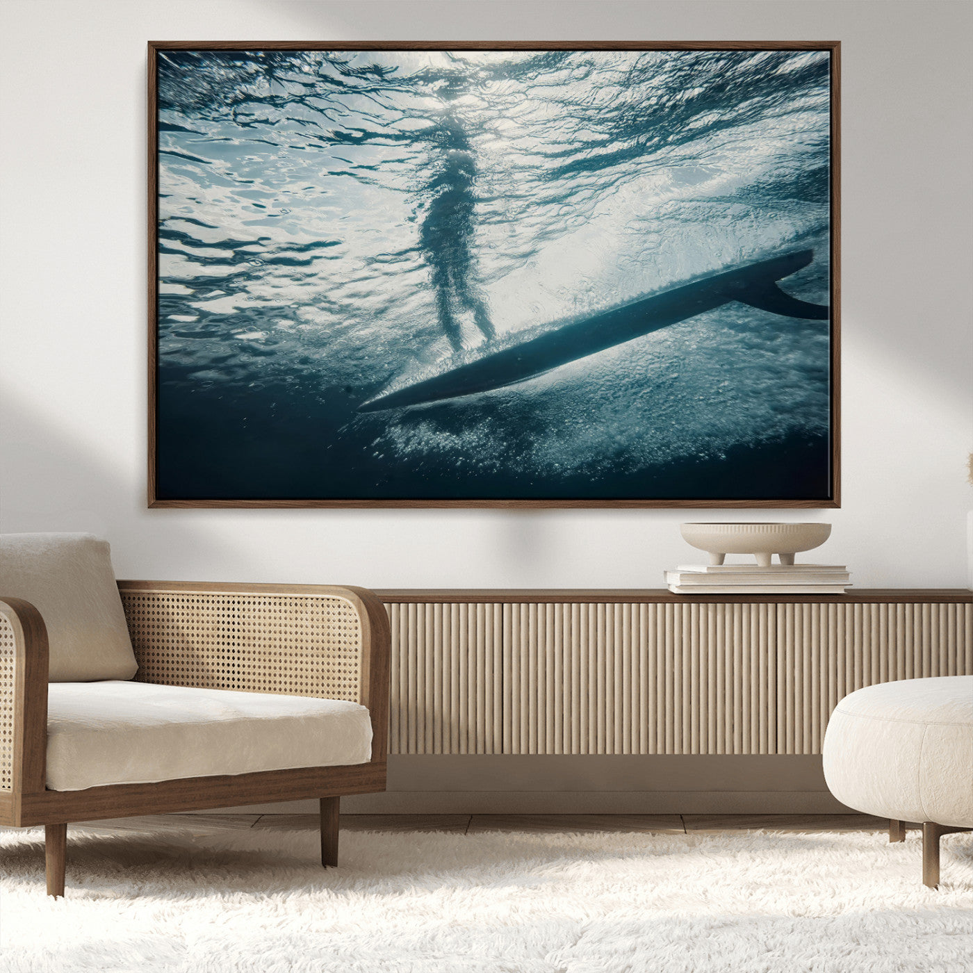 71192524-MGV-CV-36X24-Submerged Surf Wall Art Canvas Print, Framed Underwater Perspective Art Picture Print, Ocean Surf Perfect Coastal Adventure Decor