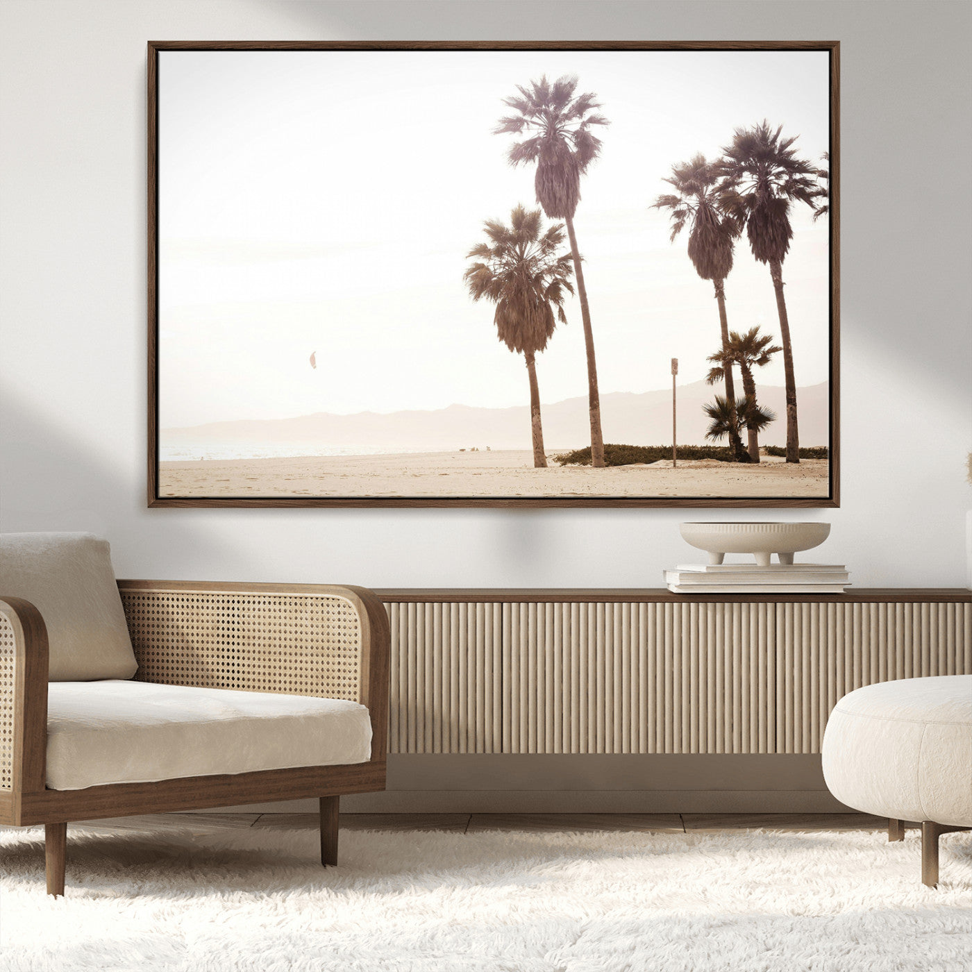 48255923-MGV-CV-36X24-Coastal Light Wall Art Canvas Print, Framed Relaxing Shoreline Art Picture Print, Minimalist Ocean Perfect Tropical Serenity Decor